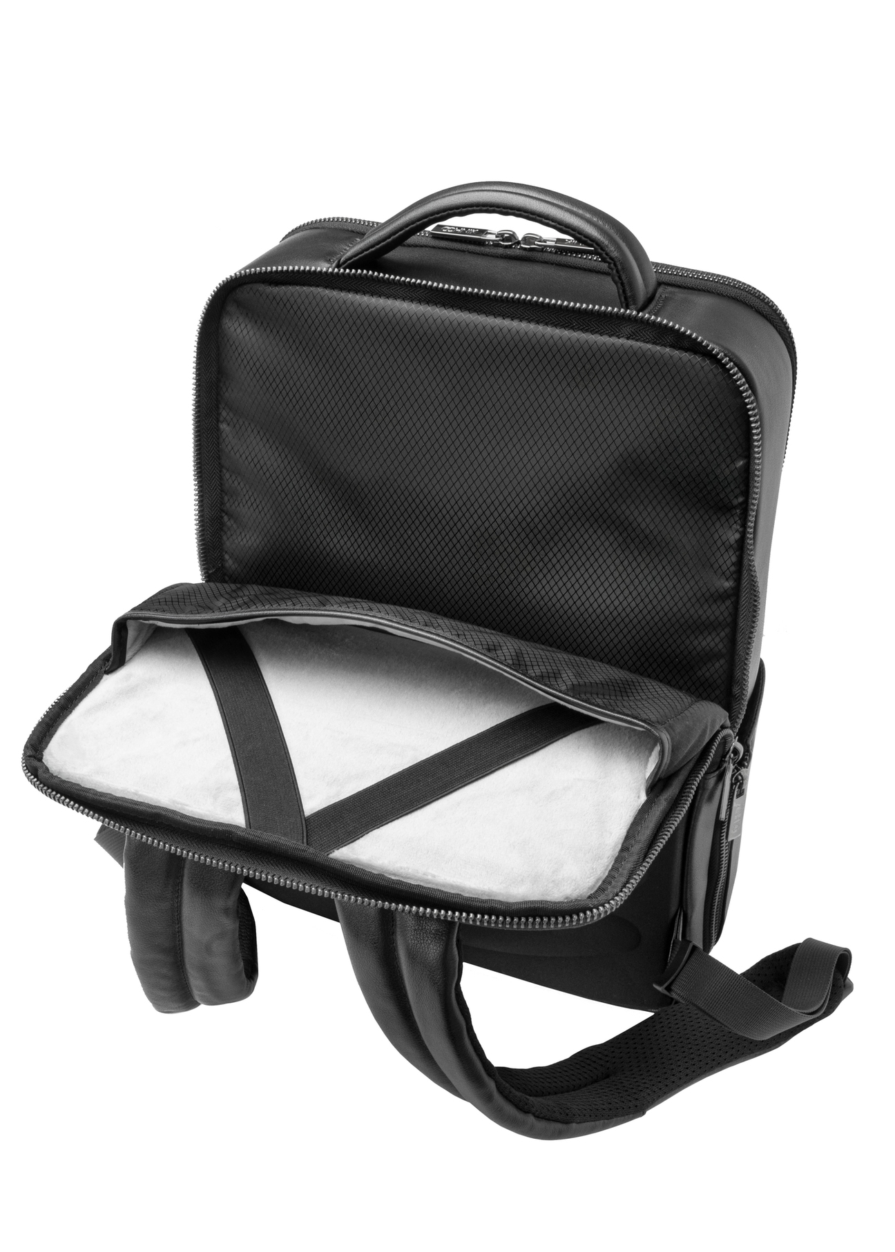 Men's black leather backpack PLCMS-0024-99(W26)