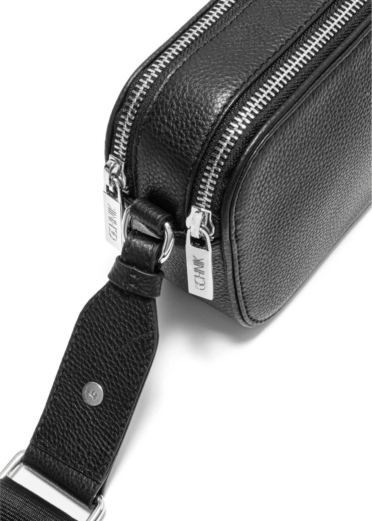Black leather mini women's handbag TORES-1198-99(Z25), close-up of the product detail on a white background.