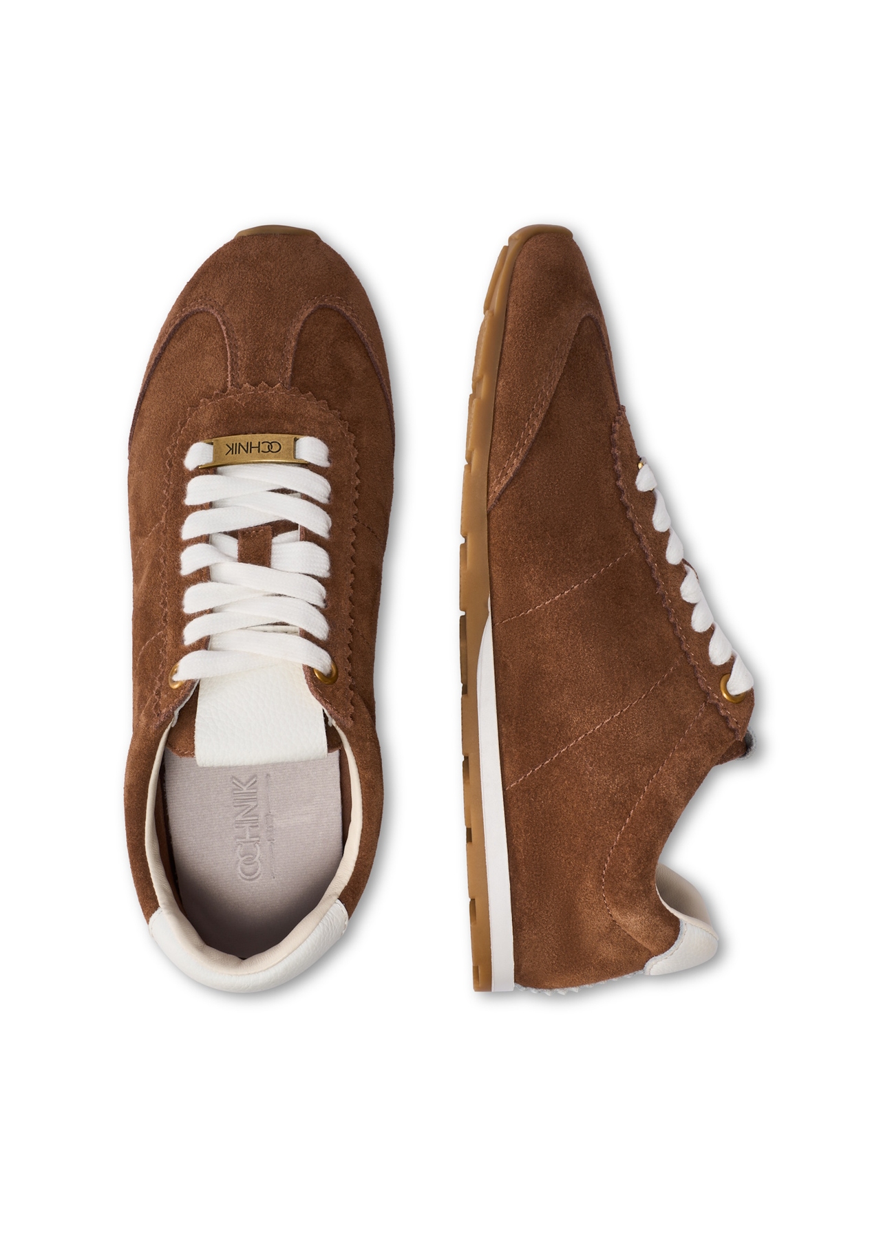 Women's camel suede shoes BUTYD-1276-1D(W26), top view of the product on a white background.