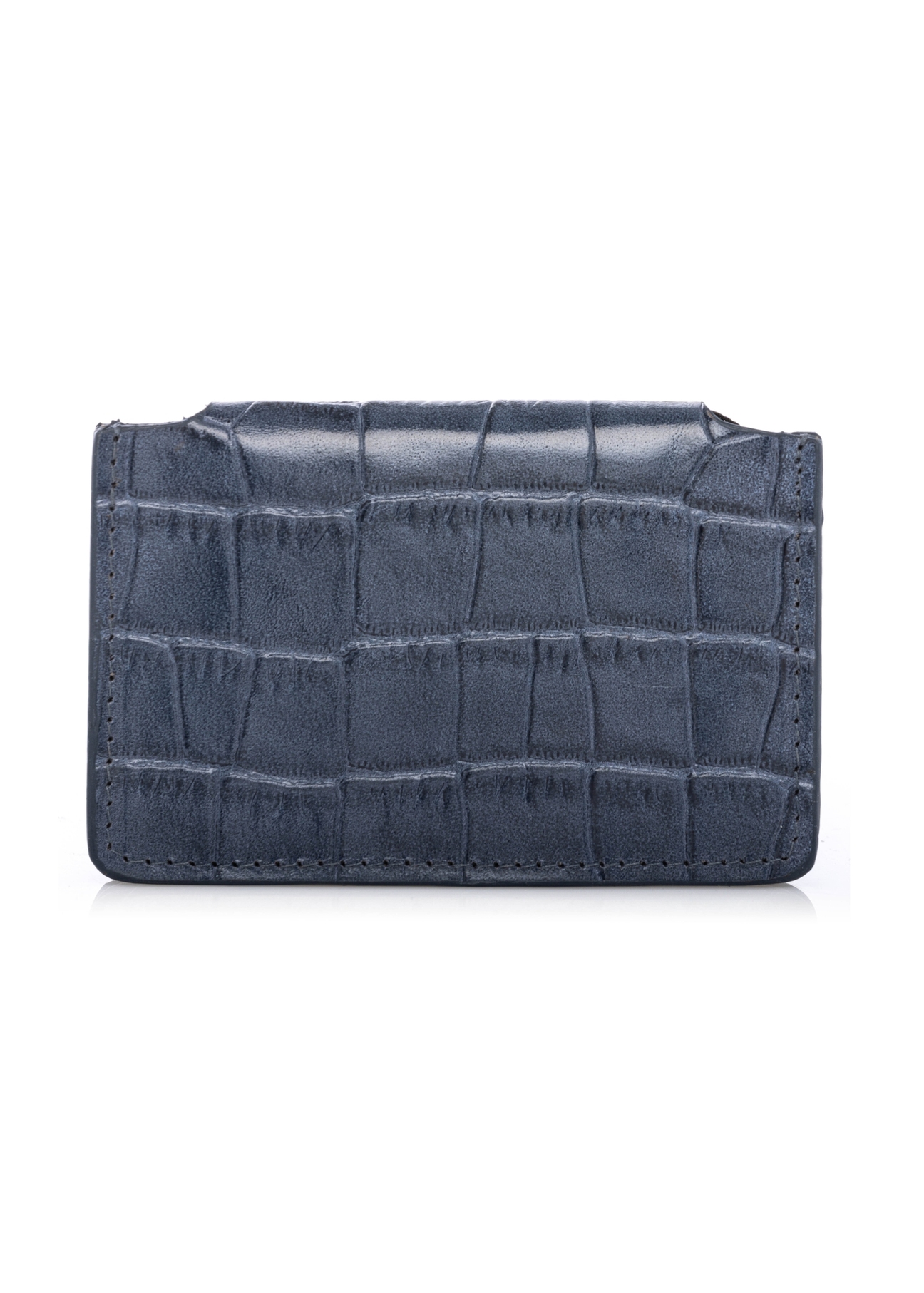 Small navy blue leather women's wallet PORES-0890-7D(W26) - product view from the back, on a white background.