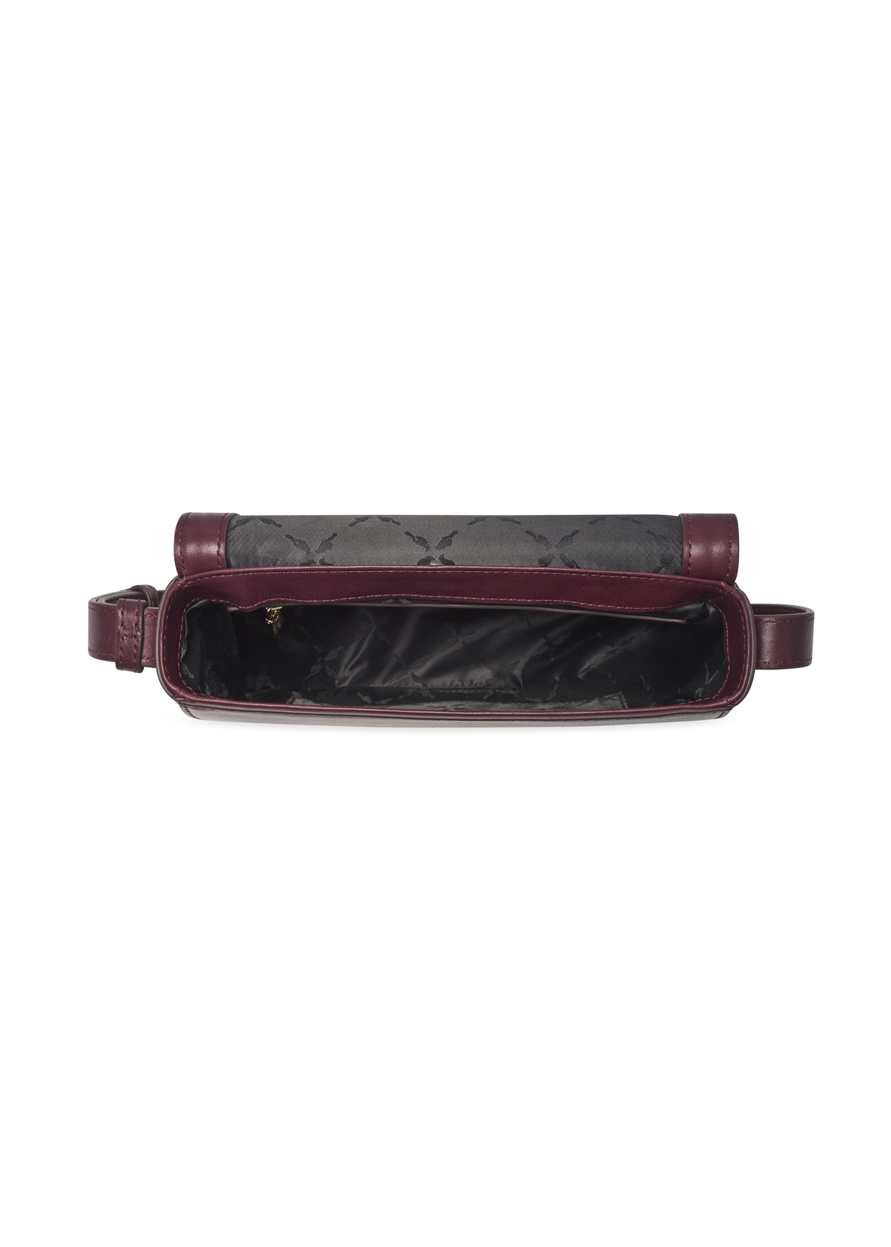 Women's burgundy leather messenger bag TORES-1352-4D(Z26), product view inside on white background.