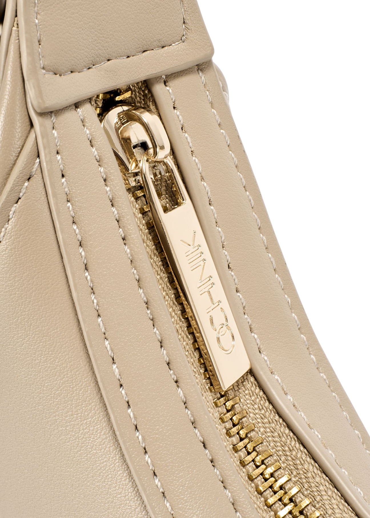 Beige small hobo bag TOREC-1136-1A(W26) - close-up detail, on white background.