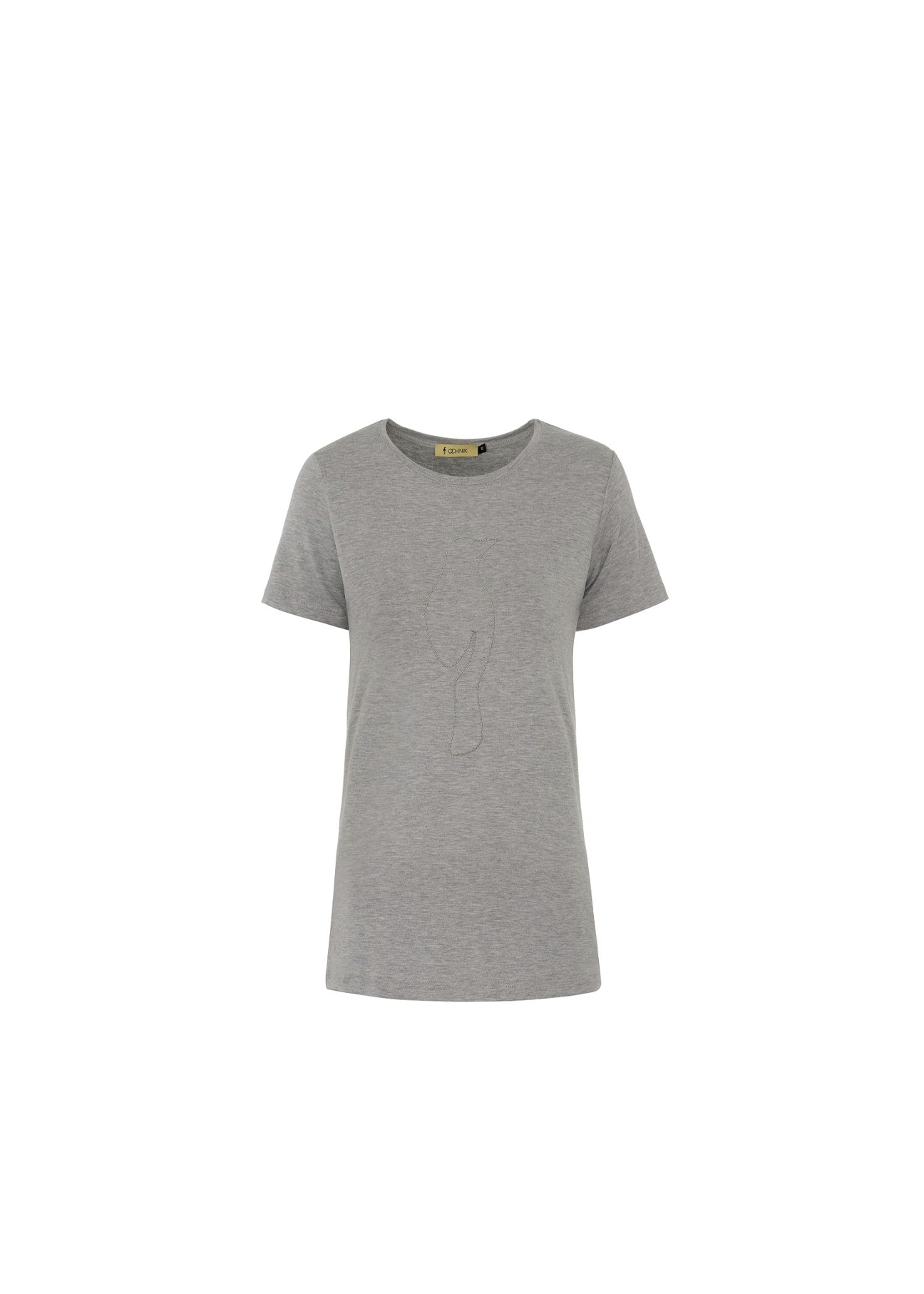 Grey Women's T-shirt with oriole TSHDT-0022-91(Z18)-01