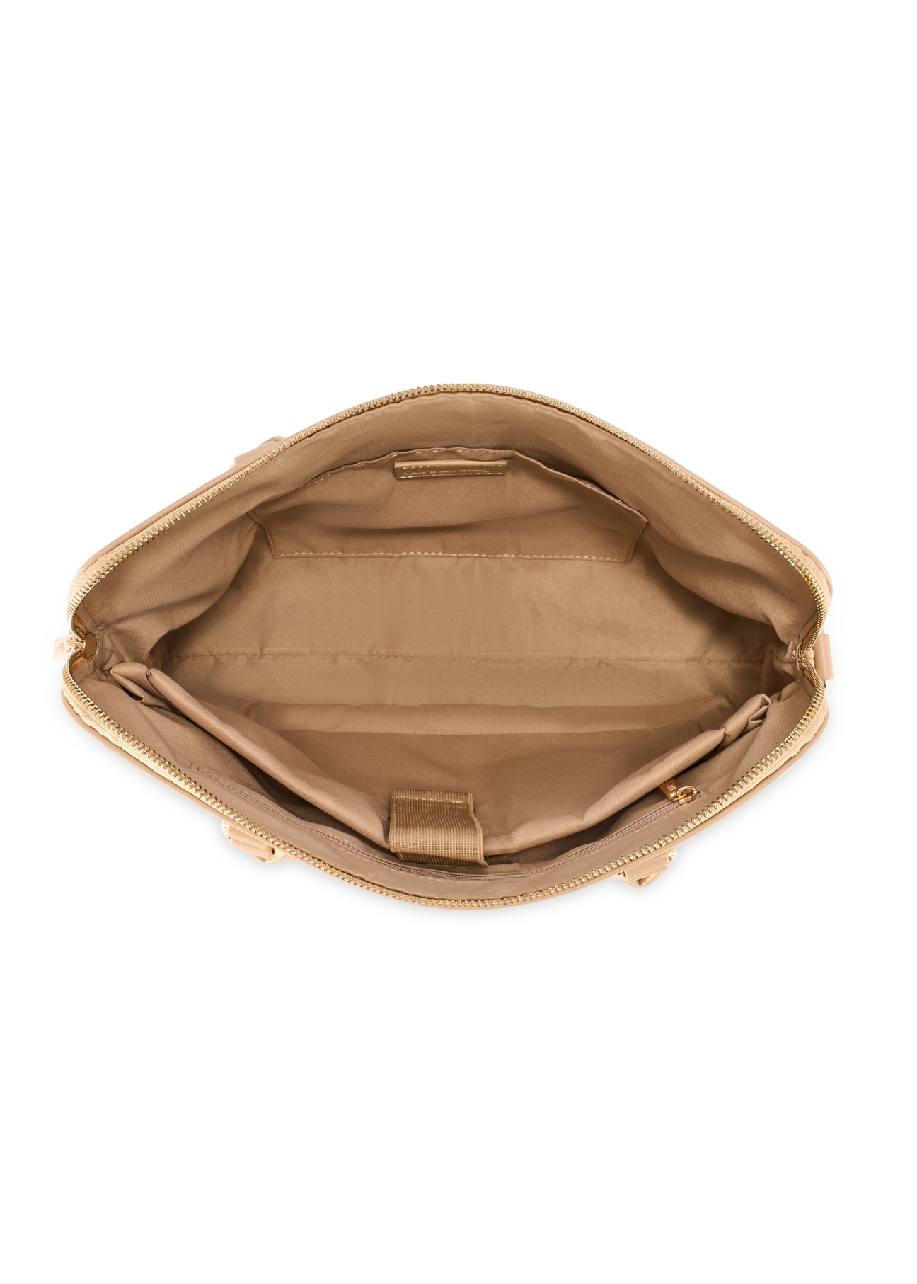 Beige women's laptop bag TOREC-1130-1A(W26), product view from the inside on a white background.