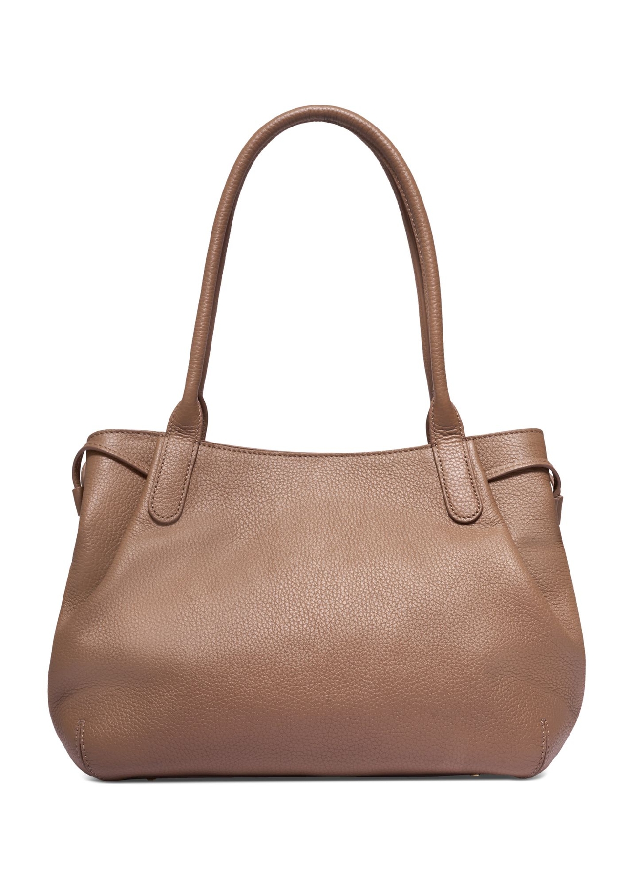 Dark beige leather shopper bag TORES-1360-1K(Z26) - product view from the back, on a white background.