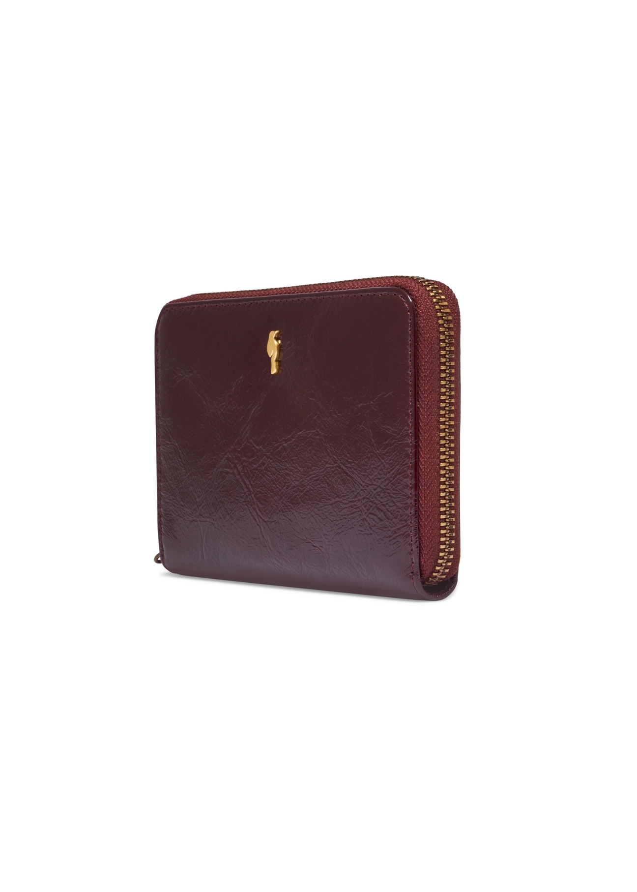 Burgundy leather women's wallet PORES-1022-4E(Z26), diagonal product view on white background.