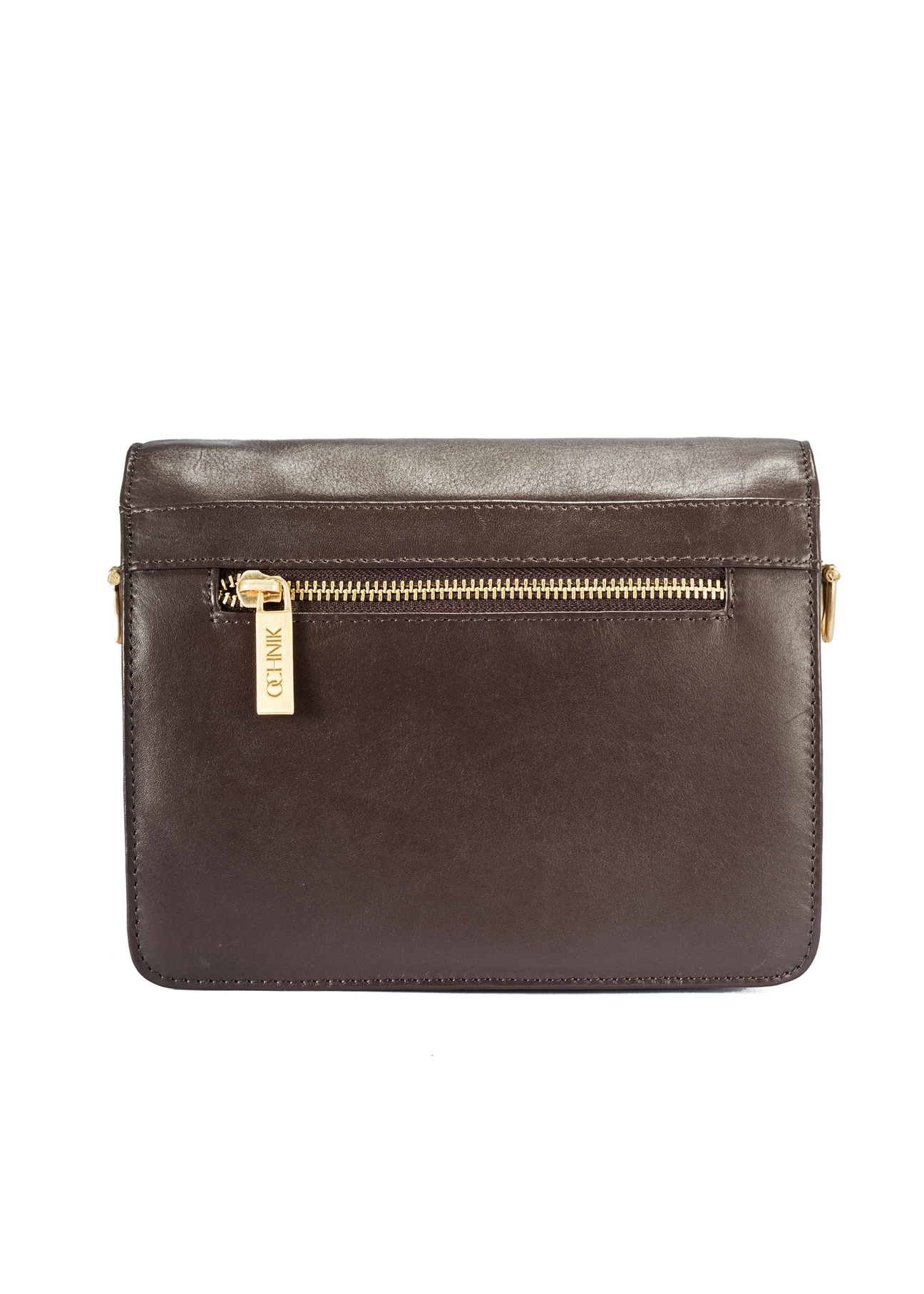 Brown leather women's handbag TORES-1138A-89(Z25), product view from the back on a white background.