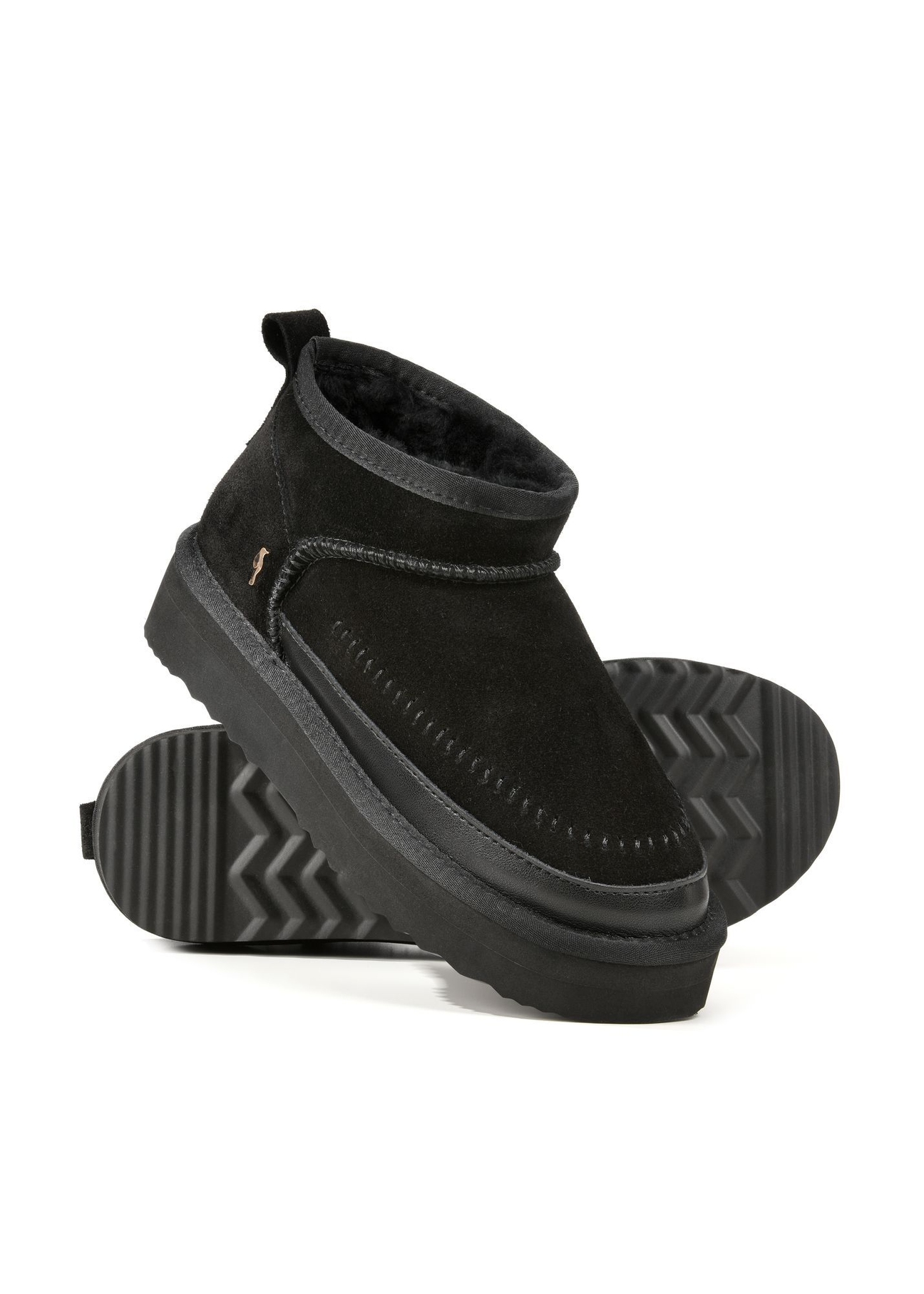 Black women's snow boots BUTYD-1220-9E(Z26), diagonal product view on a white background.