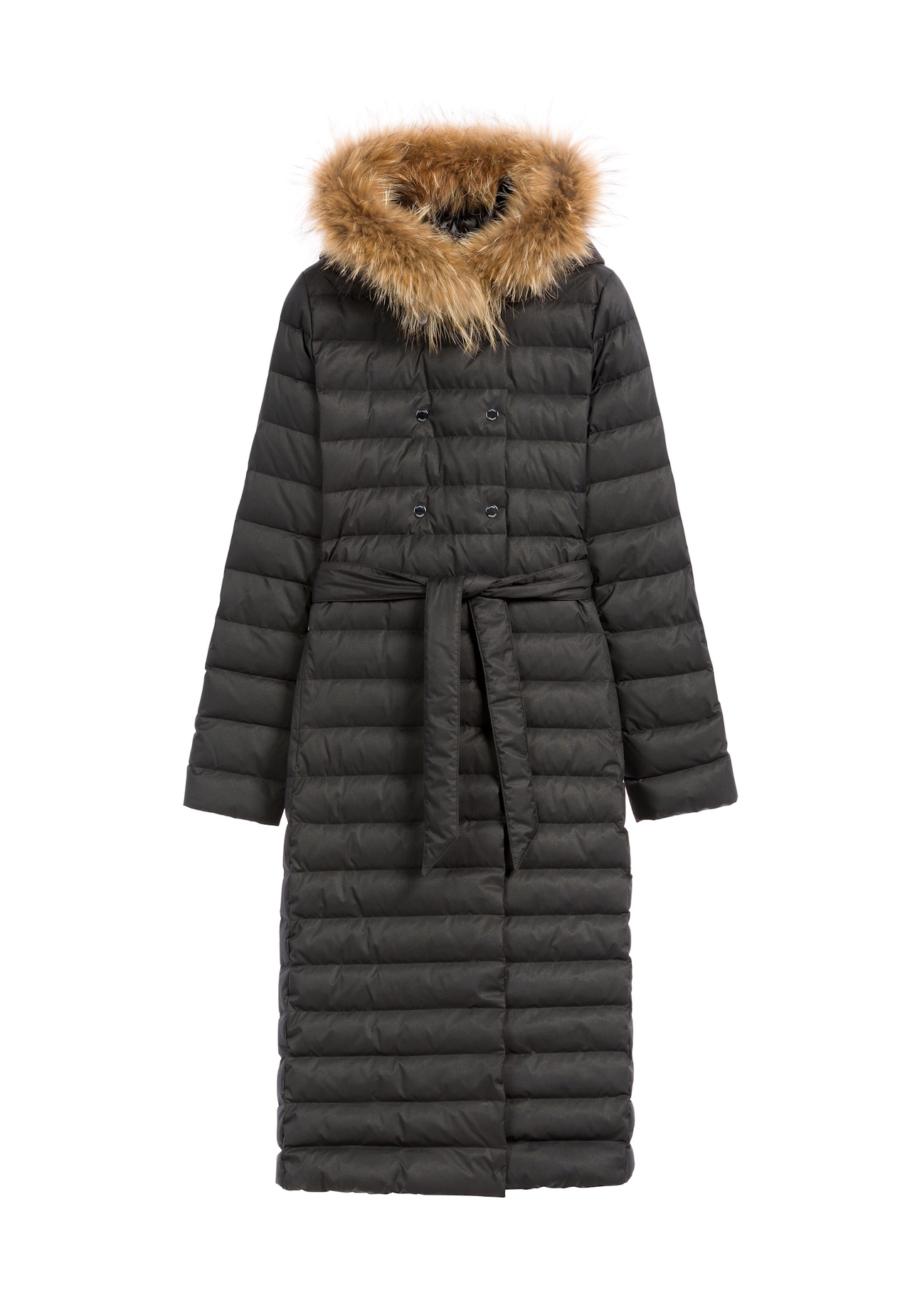 Women's long quilted jacket with duck down KURDT-0616-99(Z25), front product view on white background.