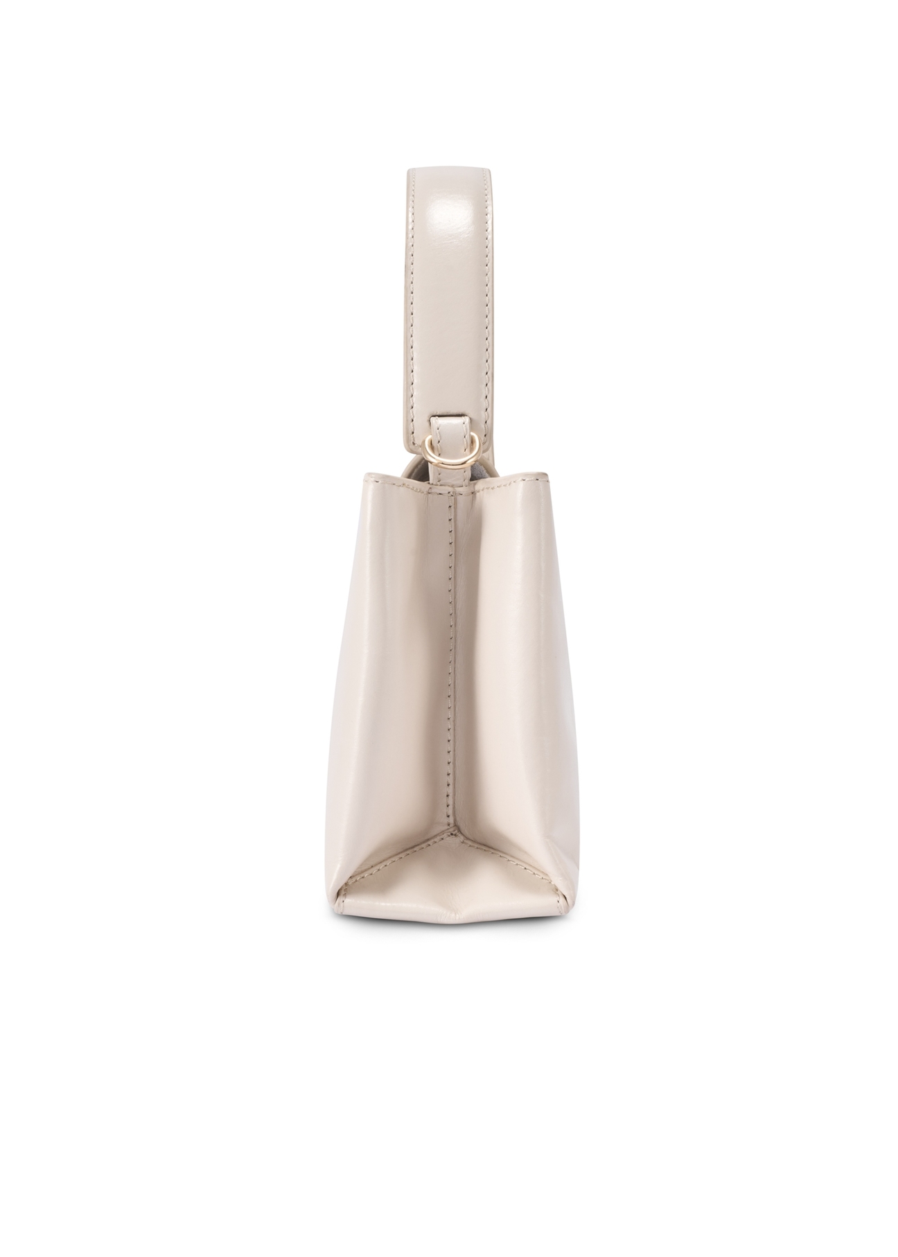 Cream leather trunk bag TORES-1270-0B(W26), side view of the product on a white background.