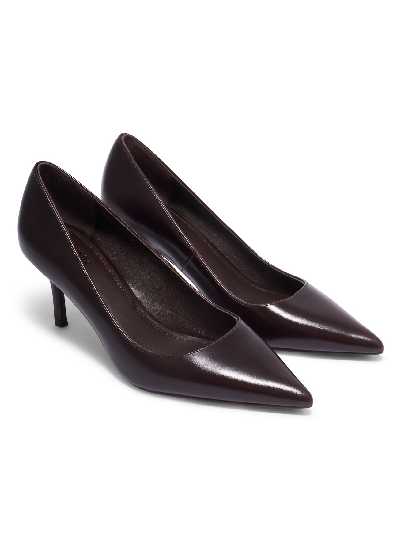 Women's brown leather pumps BUTYD-1031A-1H(Z26), diagonal product view on white background.