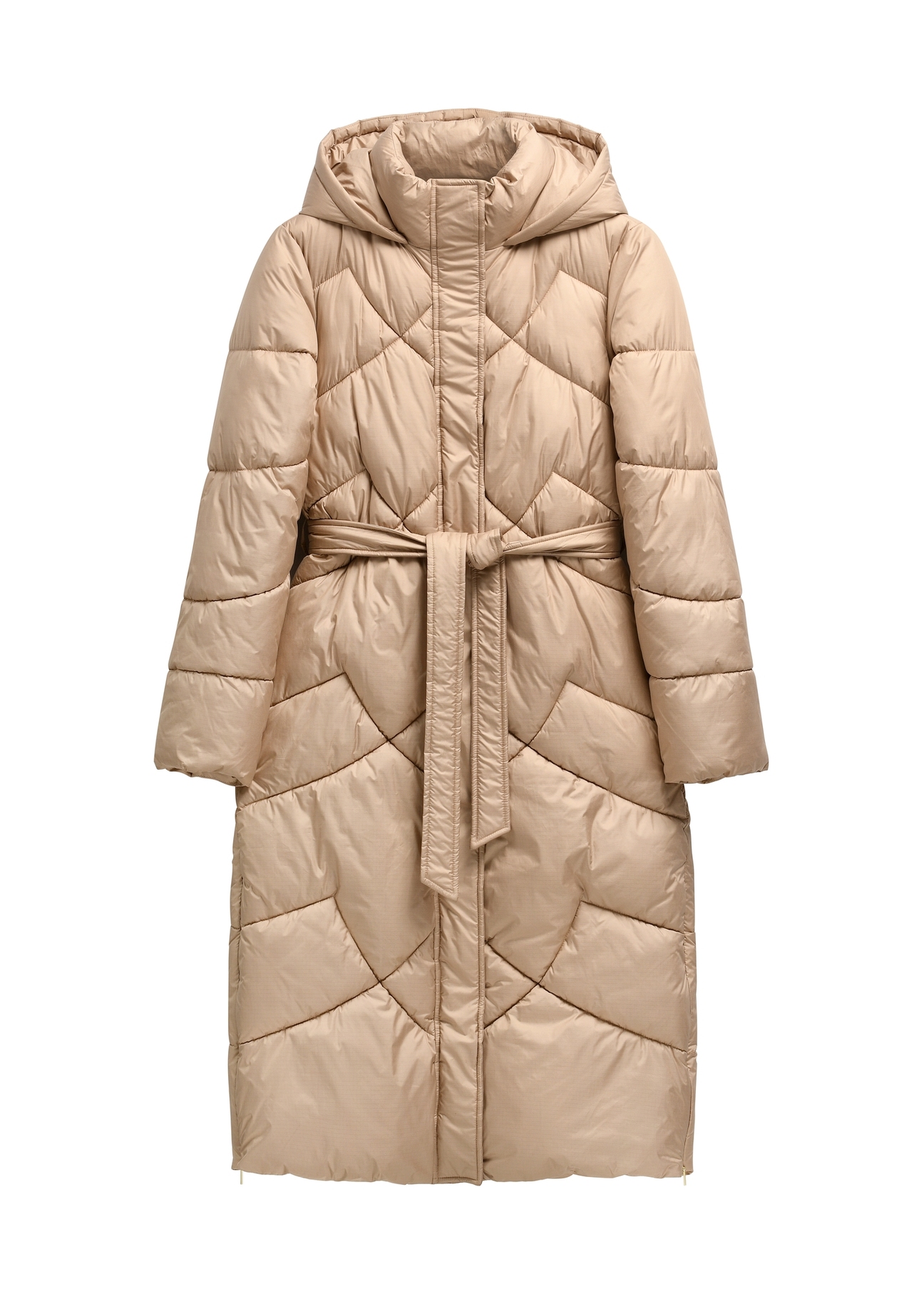 Long beige women's jacket KURDT-0701-1D(Z26)