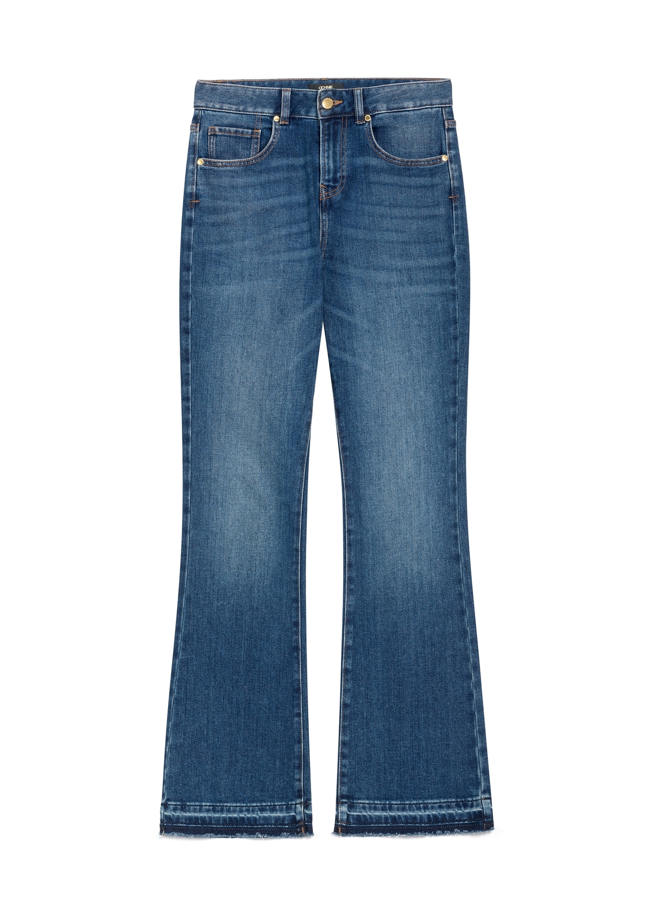 Navy blue women's denim pants JEADT-0017-7D(Z26), front product view on white background.
