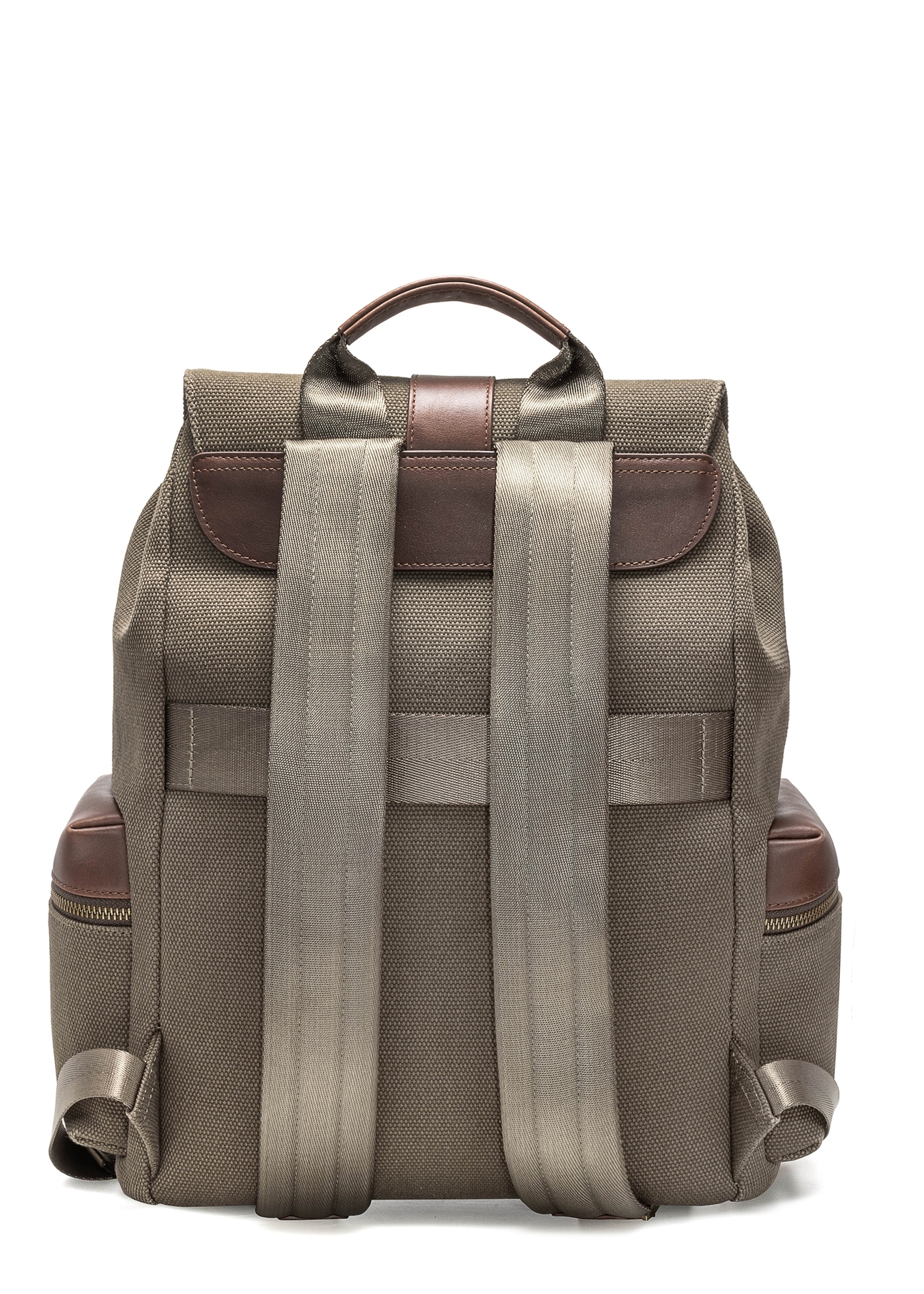 Men's khaki backpack TORMN-0371-55(Z25), product view from the back on a white background.