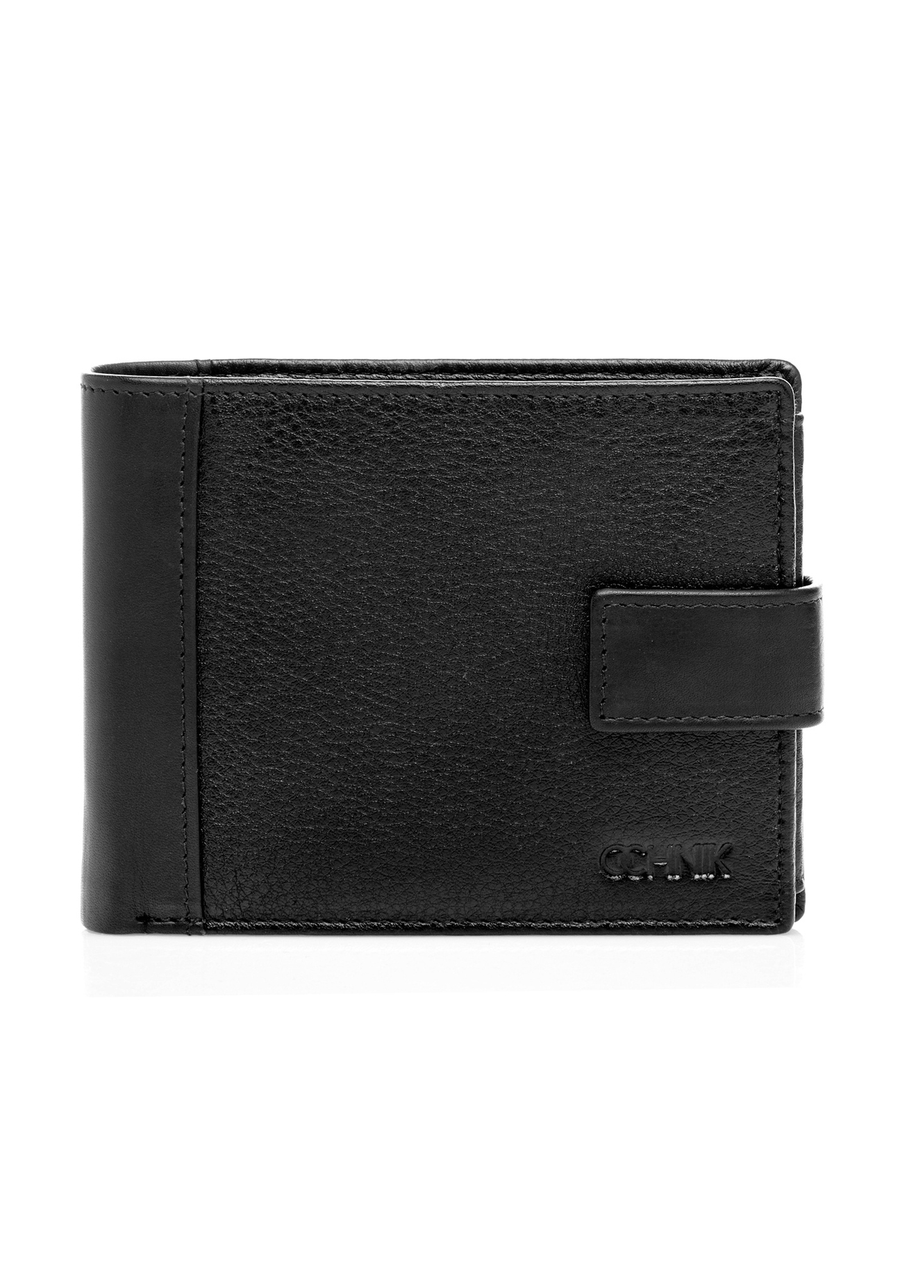 Black men's leather wallet PORMS-0680-99(W26), front product view on white background.