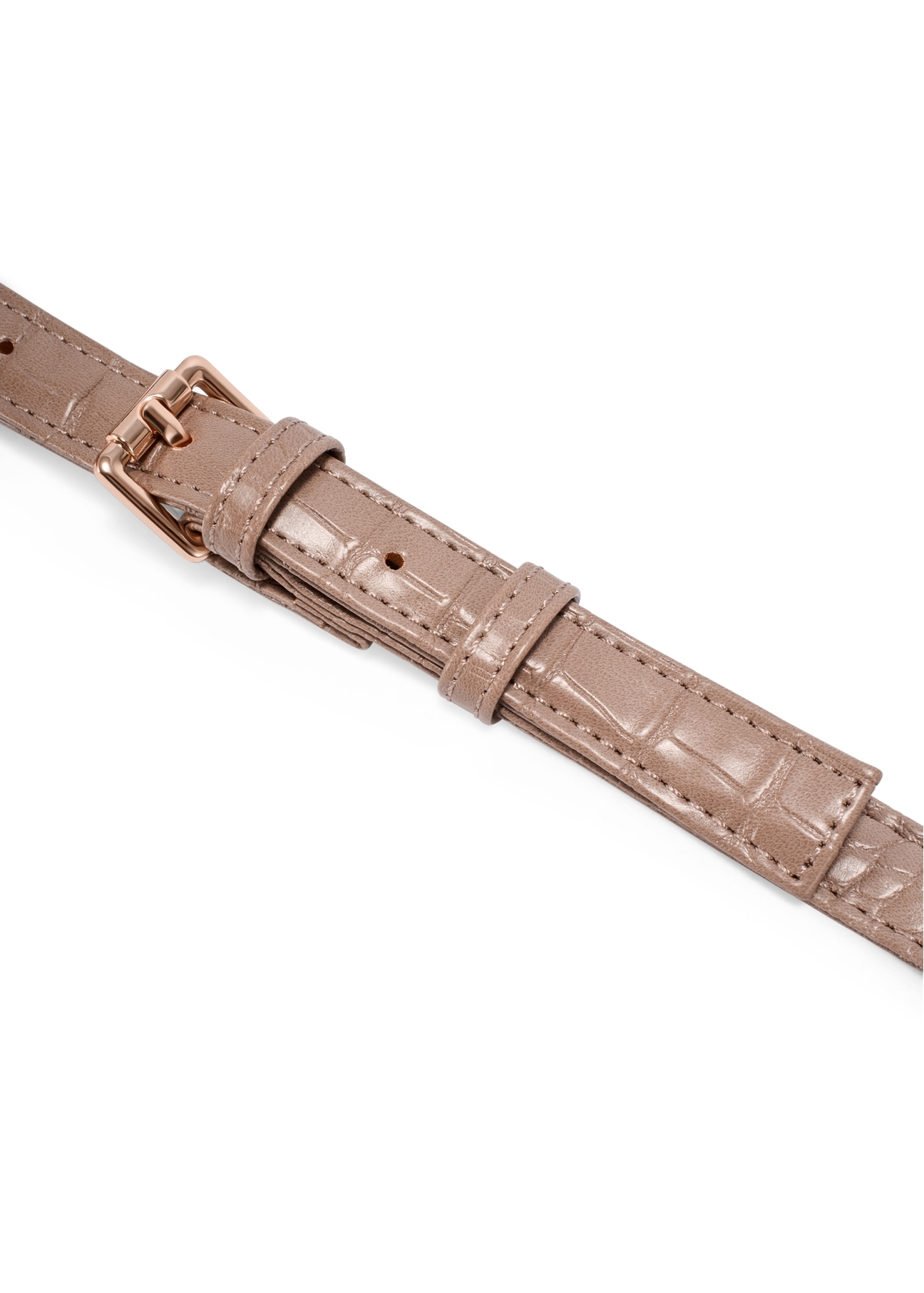 Beige semi-circular women's messenger bag TOREC-1184-1D(W26), close-up of product detail, view on white background.