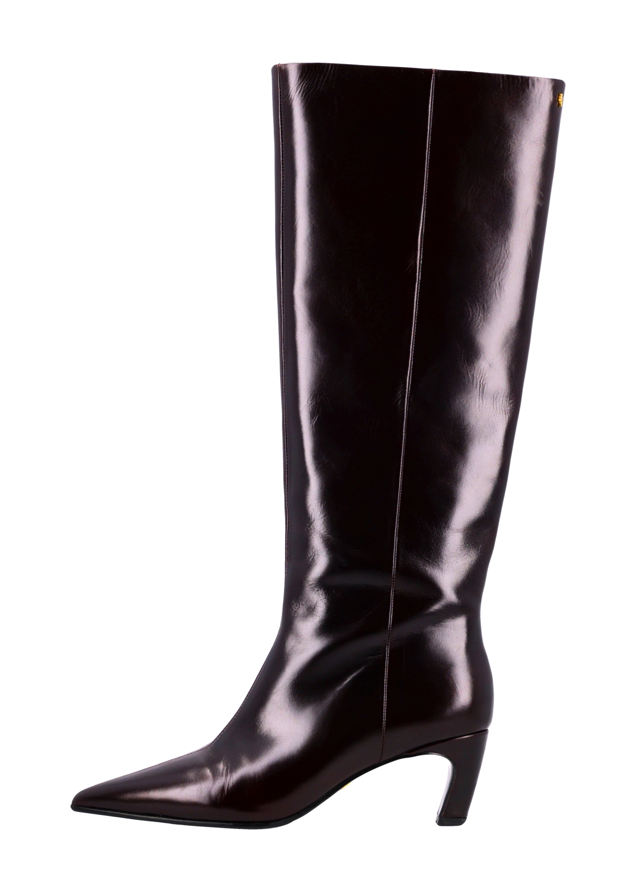Women's leather boots in burgundy color BUTYD-1339-4E(Z26), product view from the side on a white background.-02