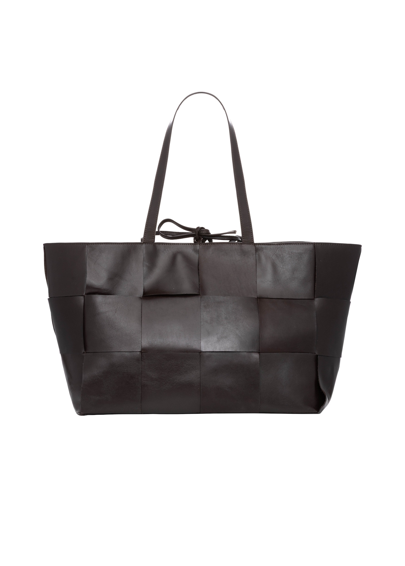 Brown large leather women's handbag TORES-1299-1H(W26), product view from the back on a white background.