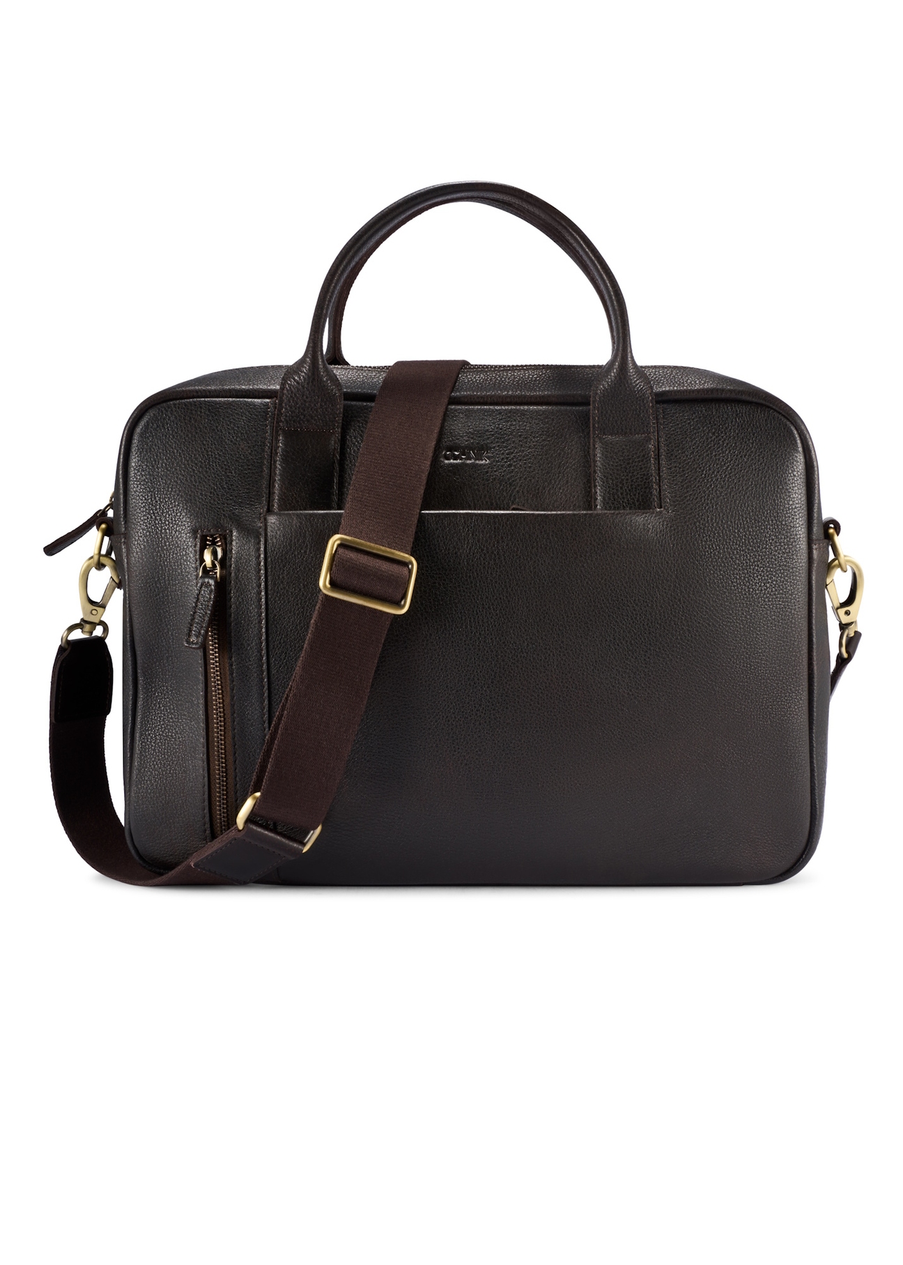 Brown men's leather bag TORMS-0504-1I(W26), front product view on white background.