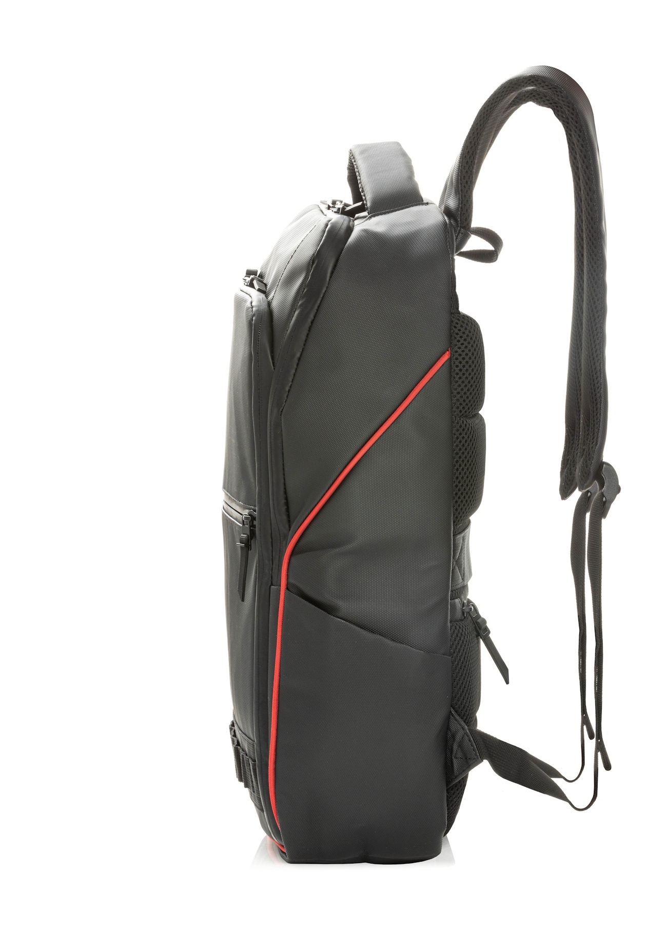 Black large men's backpack TORMN-0396-9J(W26), side product view on white background.