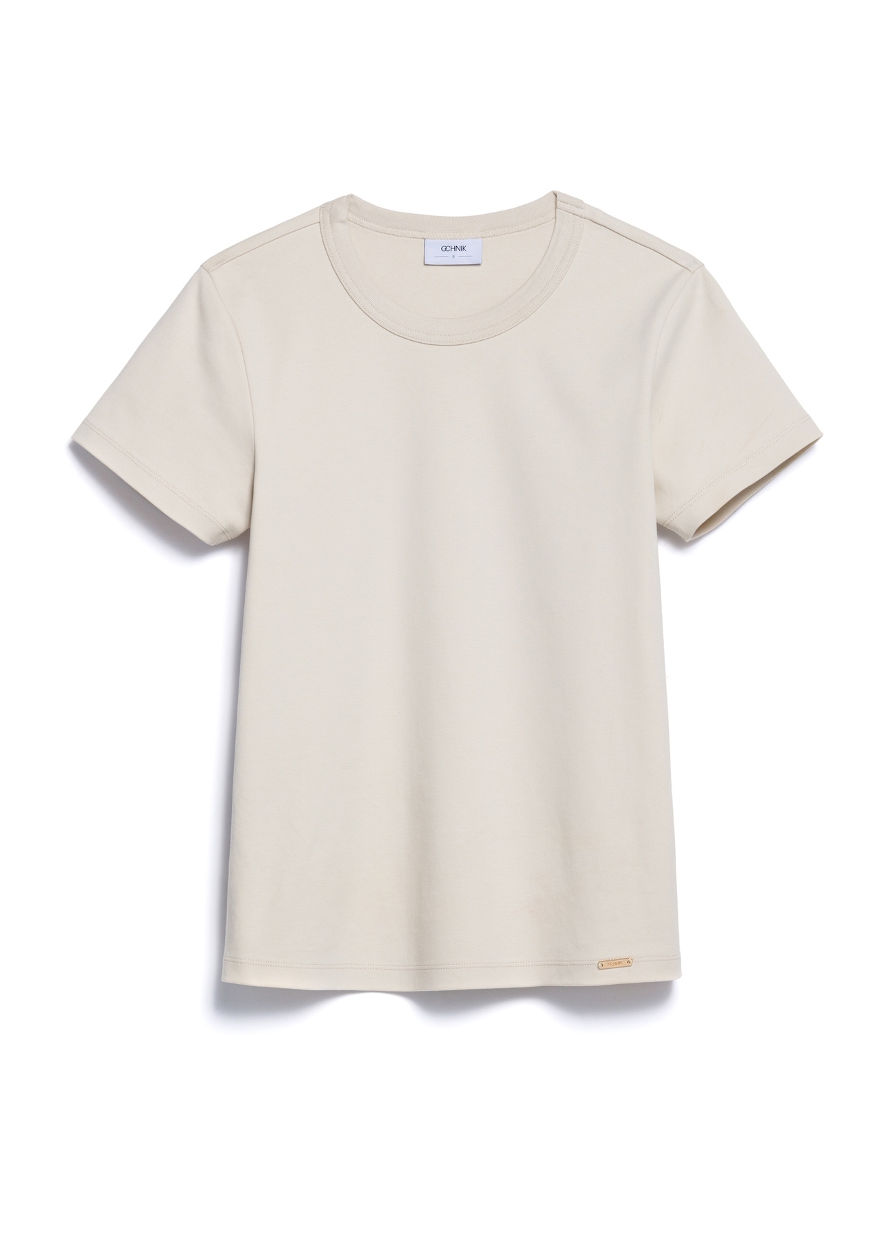 Beige cotton women's T-shirt TSHDT-0144-80(Z25), front product view on white background.