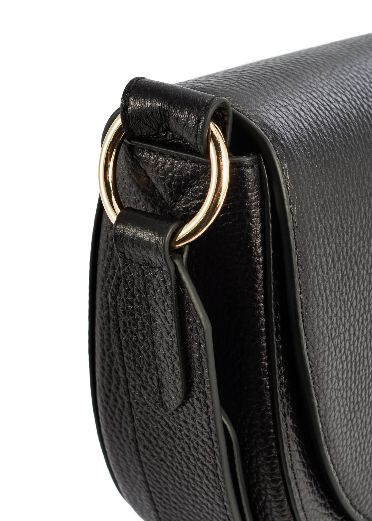 Leather semi-circular women's handbag TORES-1190-99(Z25), visible close-up of a product detail, photo on a white background.
