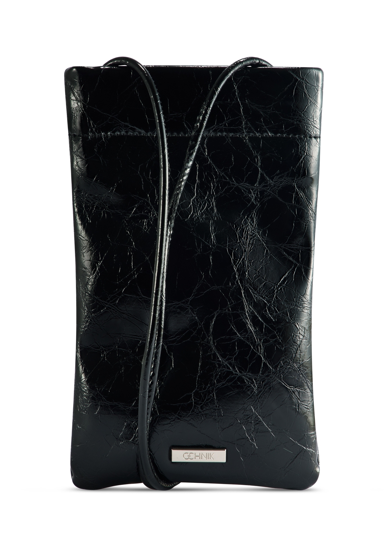 Black glossy pouch TOREC-1114-99(Z25), front view of the product on a white background.