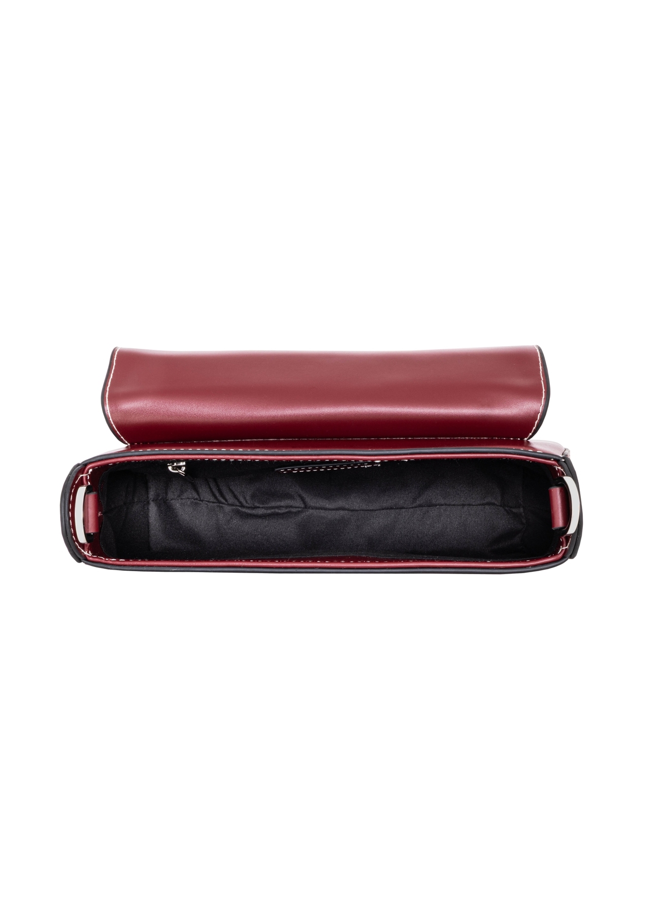 Dark red women's handbag with stitching (TOREC-1380-4C(Z26)), interior view on a white background.