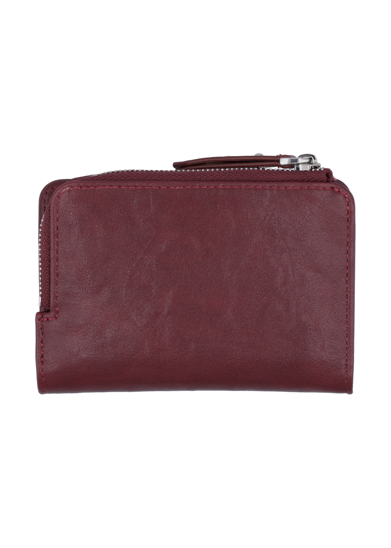 Burgundy small women's wallet POREC-0445-4D(Z26) - product view from the back, on a white background.