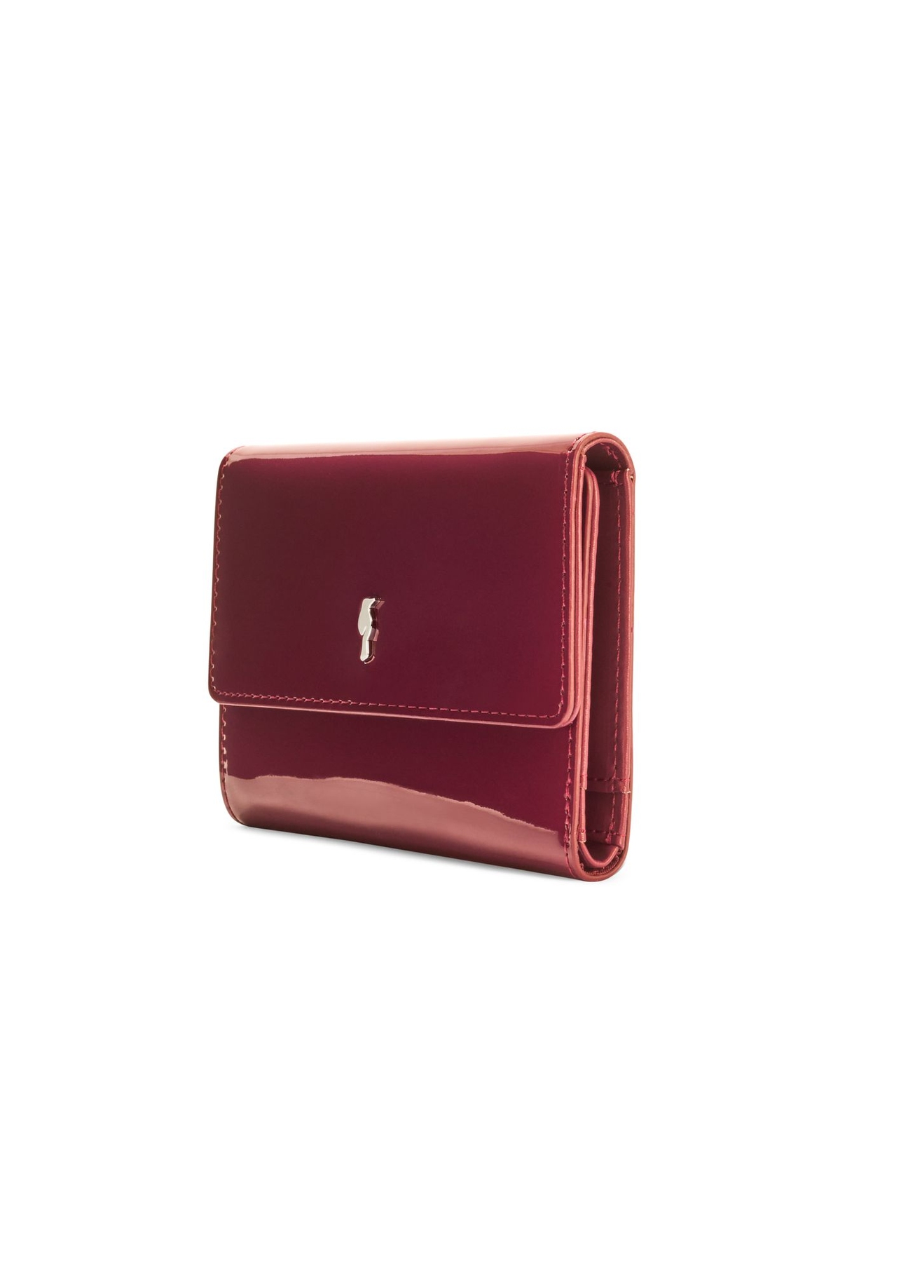 Burgundy medium women's wallet POREC-0419-49(Z25) - diagonal product view on white background.