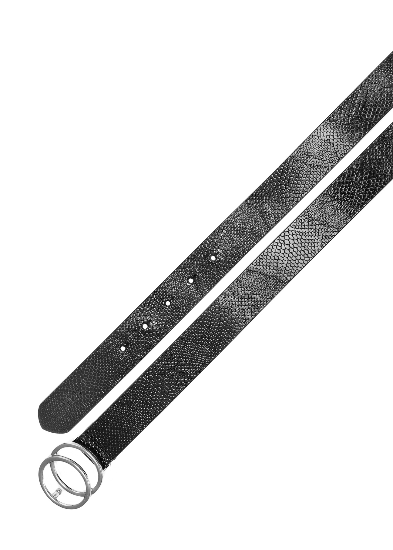 Black women's belt with animal motif PASDS-0172E-98(Z25), product view from above on white background.