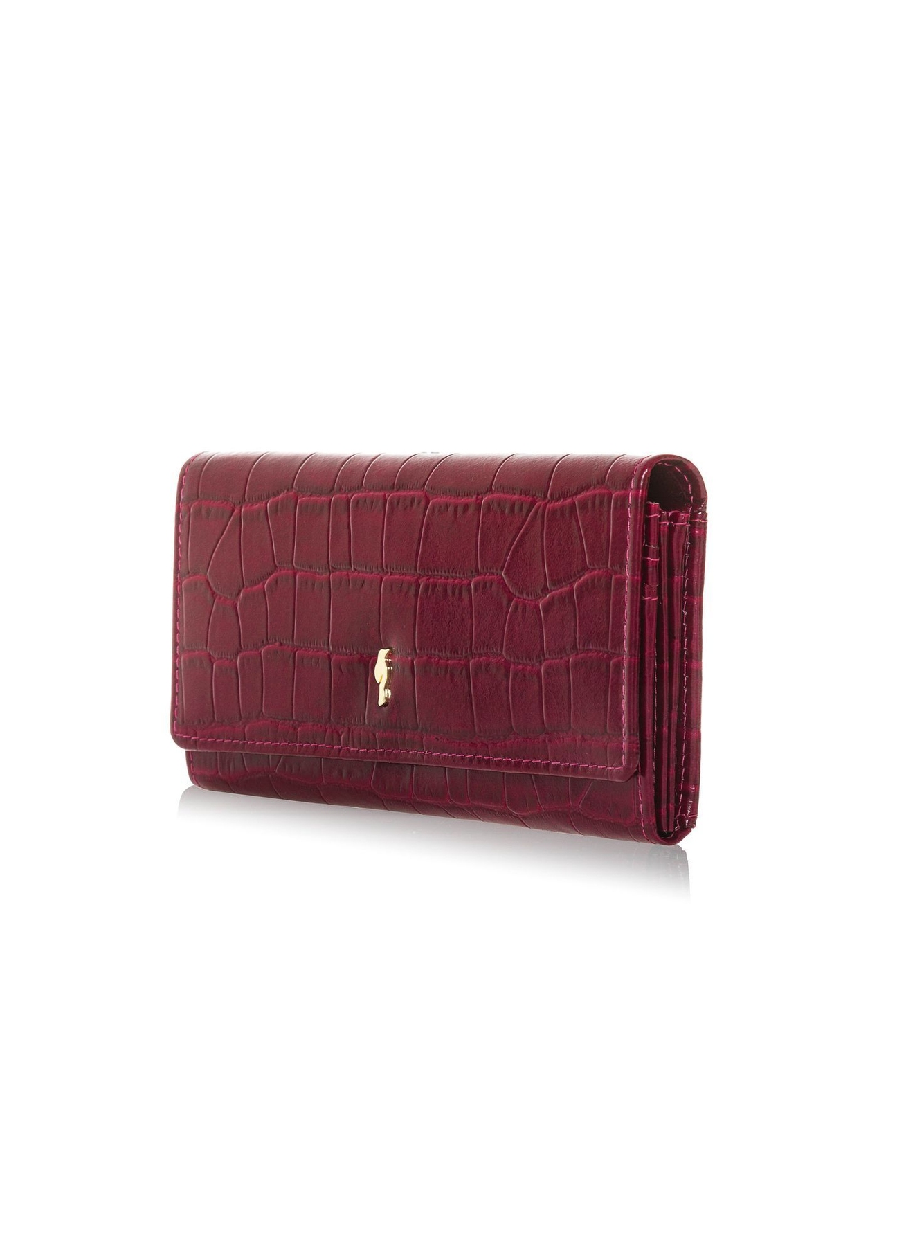 Women's leather pink wallet PORES-0889B-5B(Z26), diagonal product view on white background.