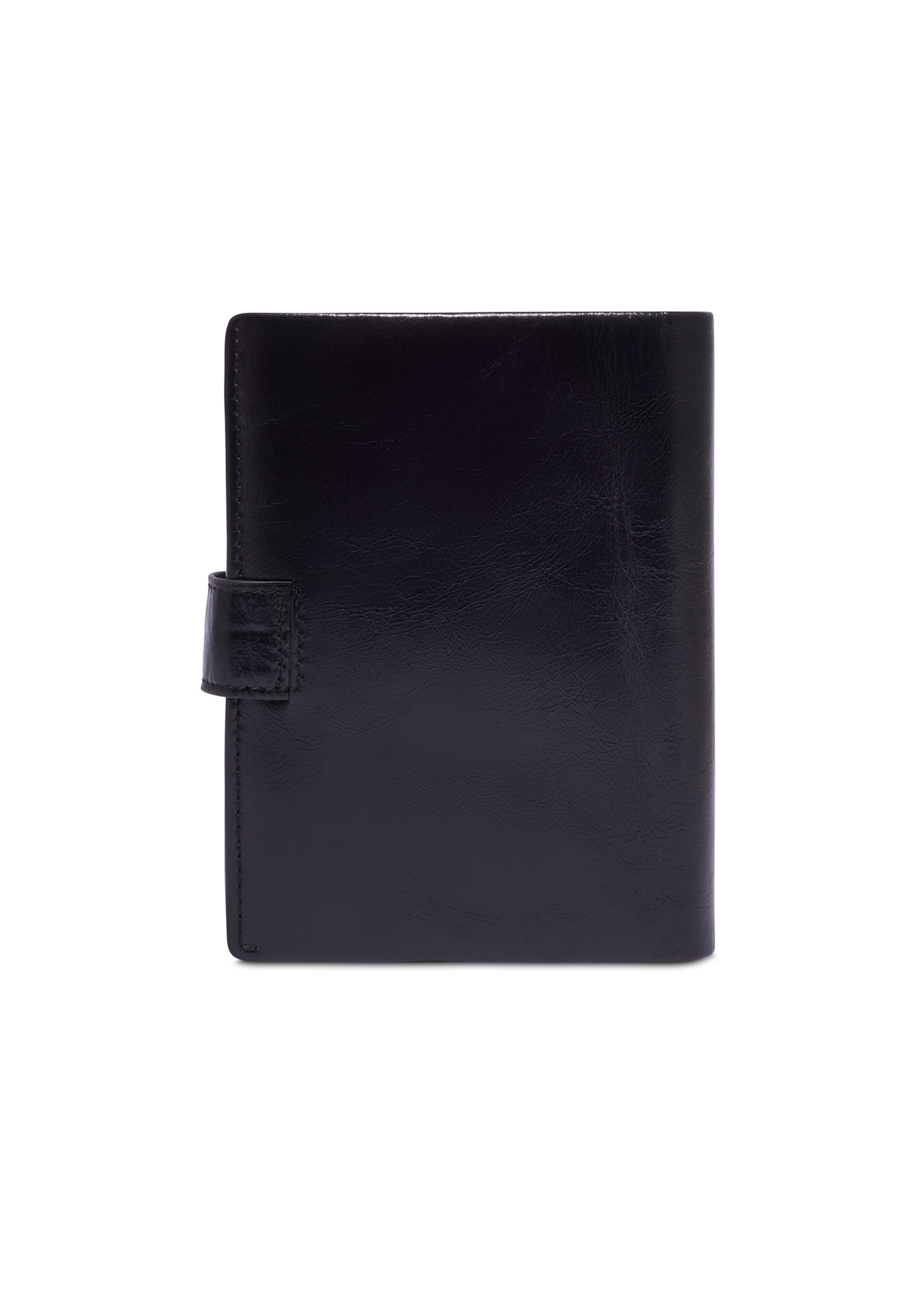 Black men's wallet made of genuine leather PORMS-0739-99(Z26), product view from the back on a white background.