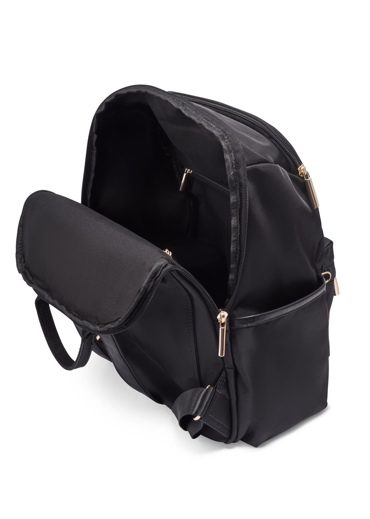Black women's backpack TOREN-0357-99(Z26) - diagonal view of the product, on a white background.