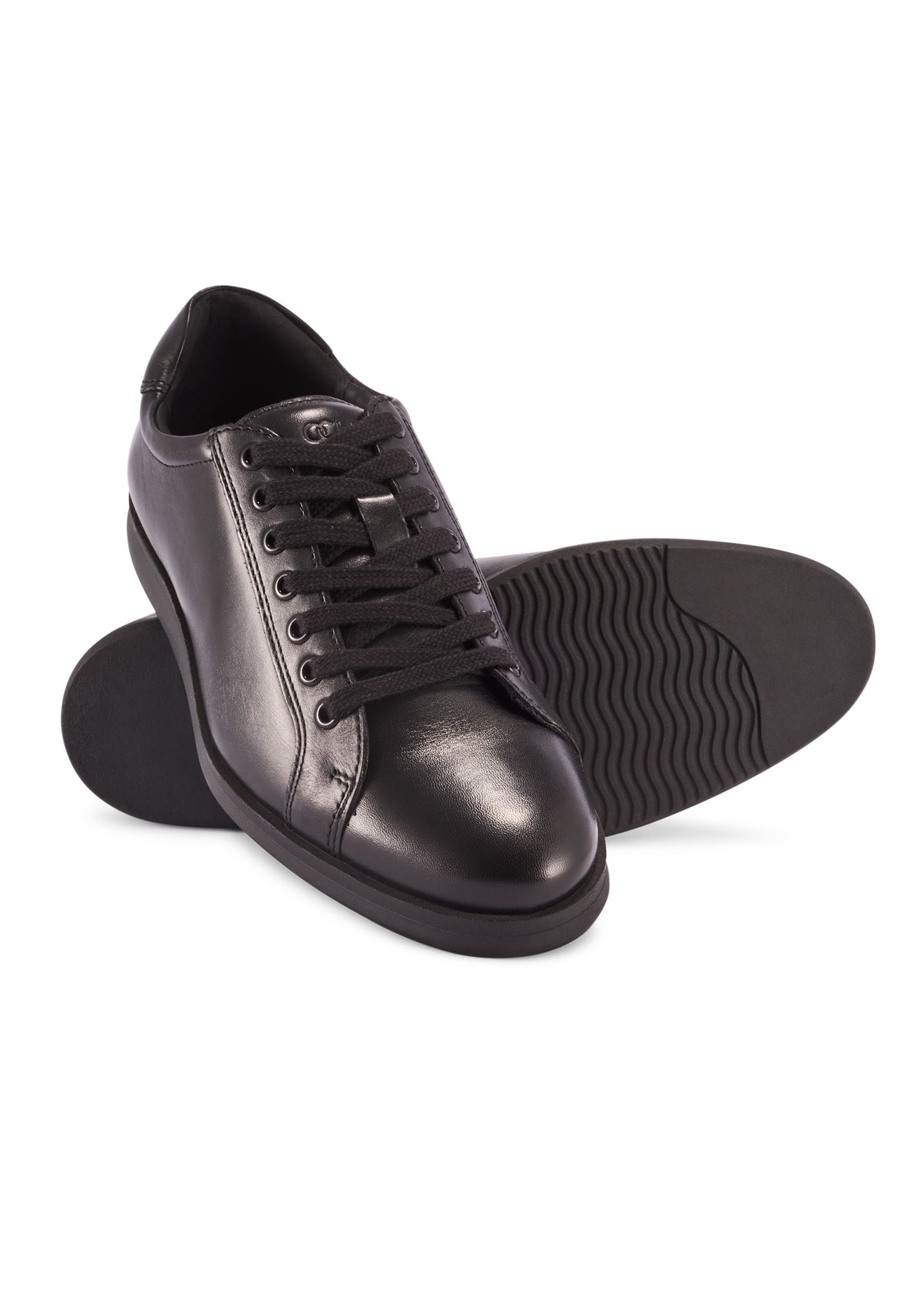 Black men's leather shoes BUTYM-0513-99(Z25) - top view of the product on a white background.
