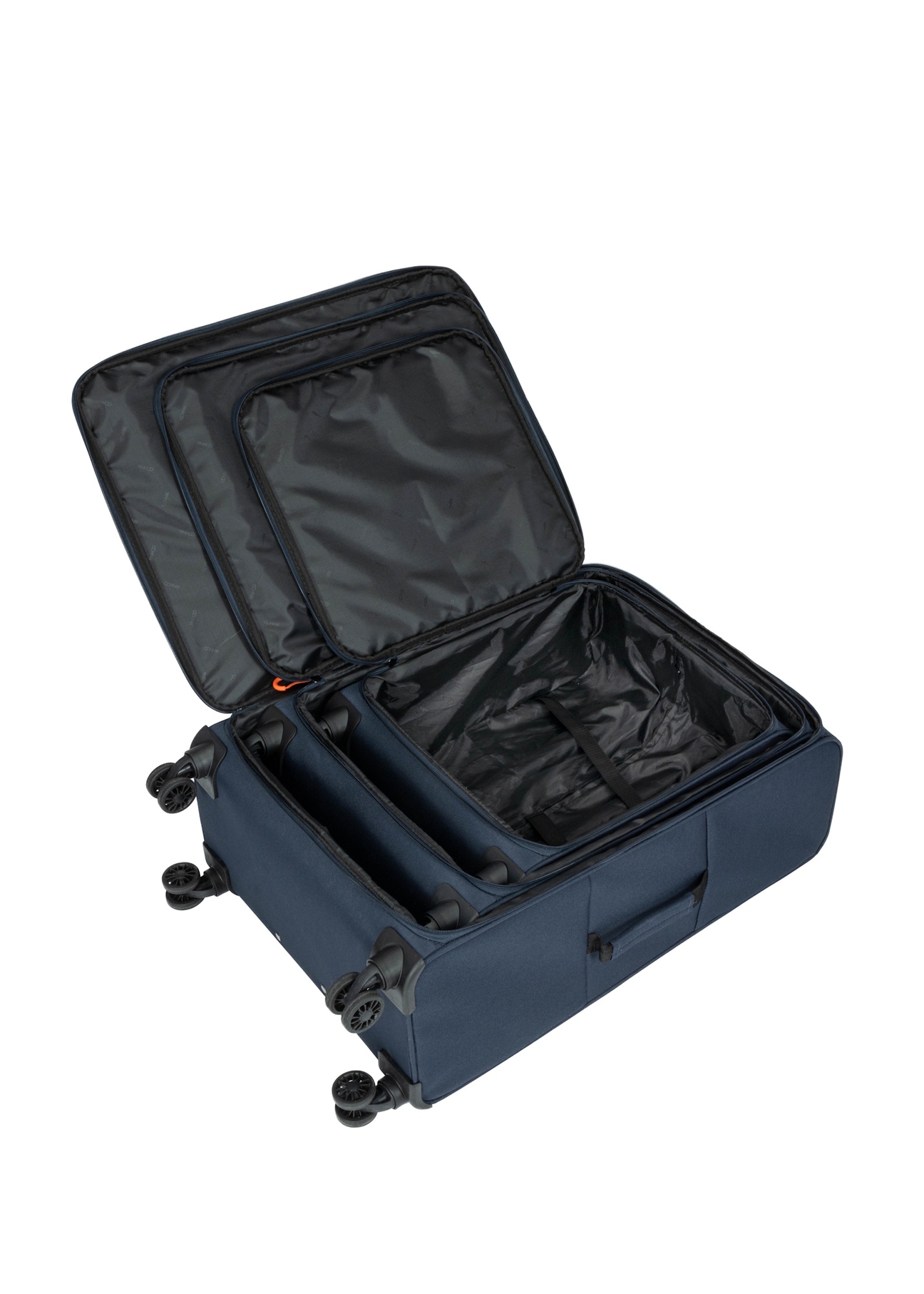 Set of 19"/24"/28" wheeled suitcases WALNY-0045-7D(W26) - front view of the product, on a white background.