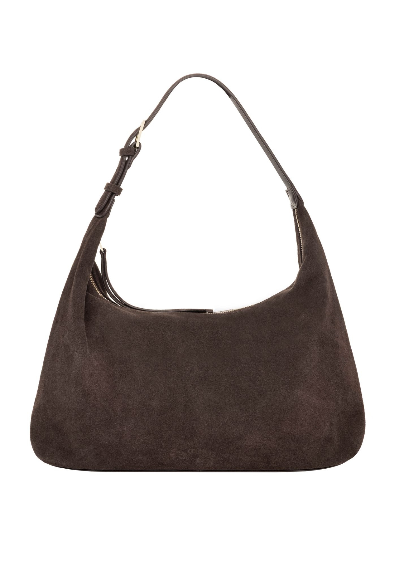 Brown suede handbag TORES-1404-1I(Z26) - front product view, on white background.