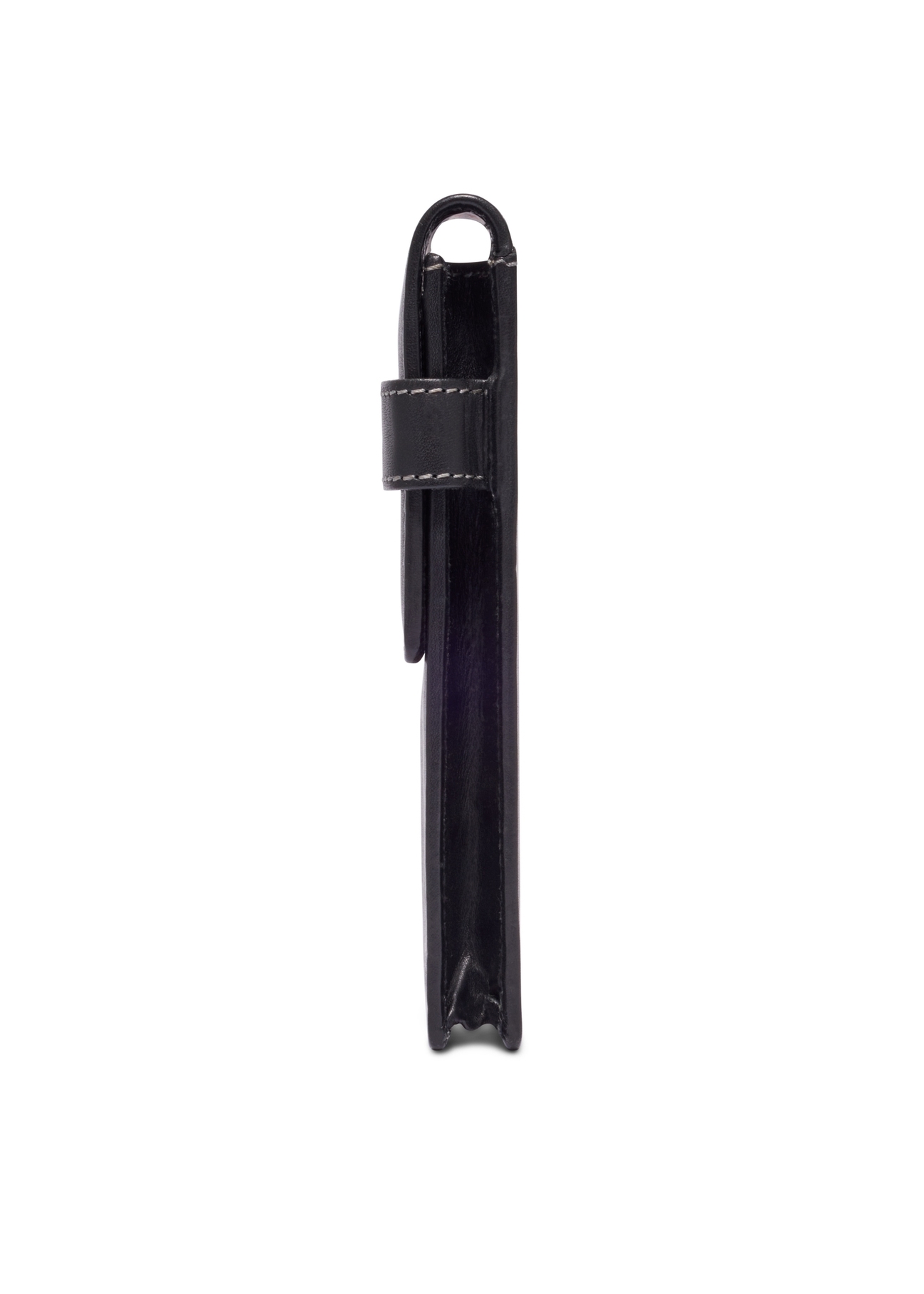 Black leather pen case PORMS-0705-99(Z26), side view of the product on a white background.