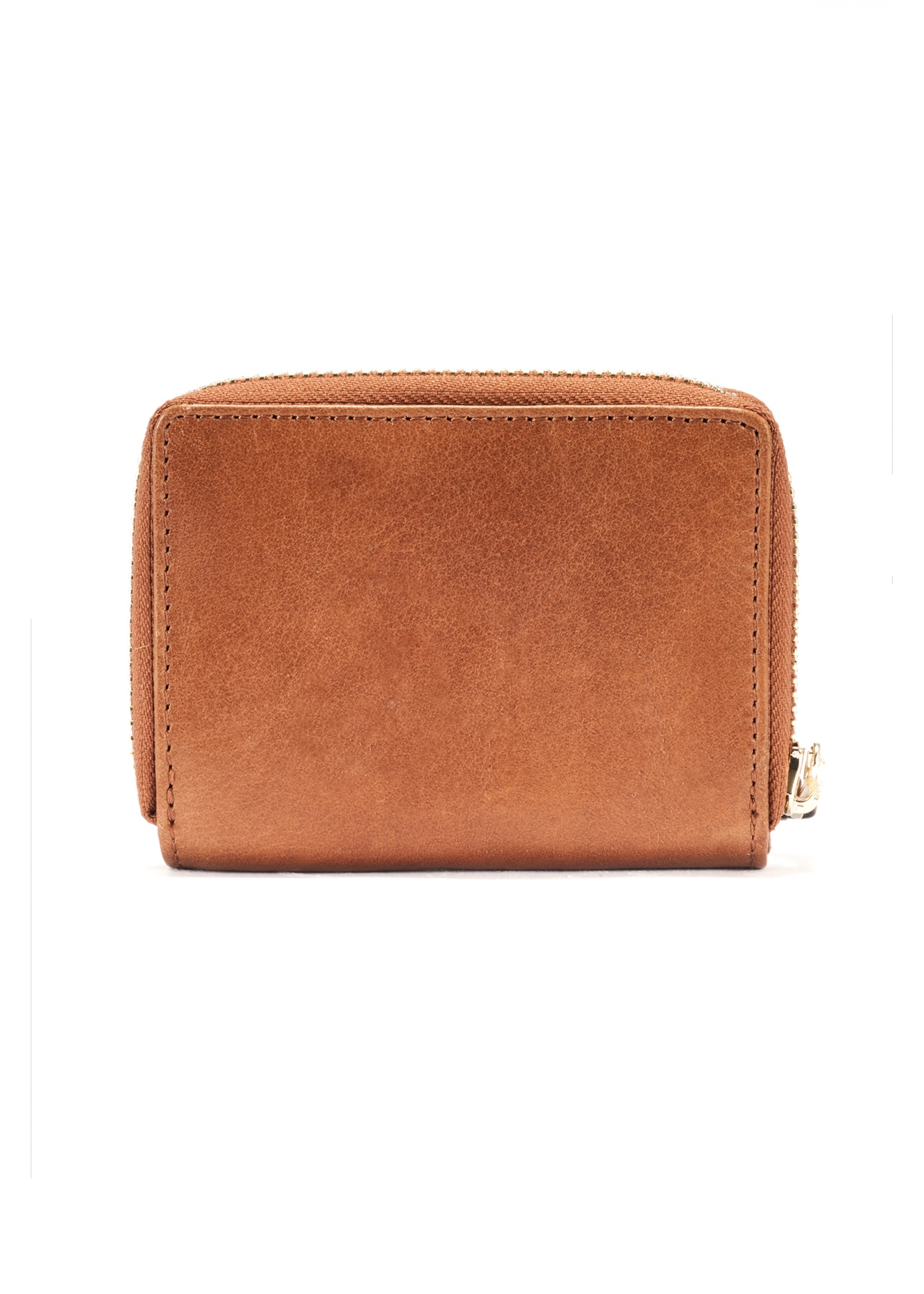 Small brown leather women's wallet PORES-0963-89(W25), back view of the product on a white background.