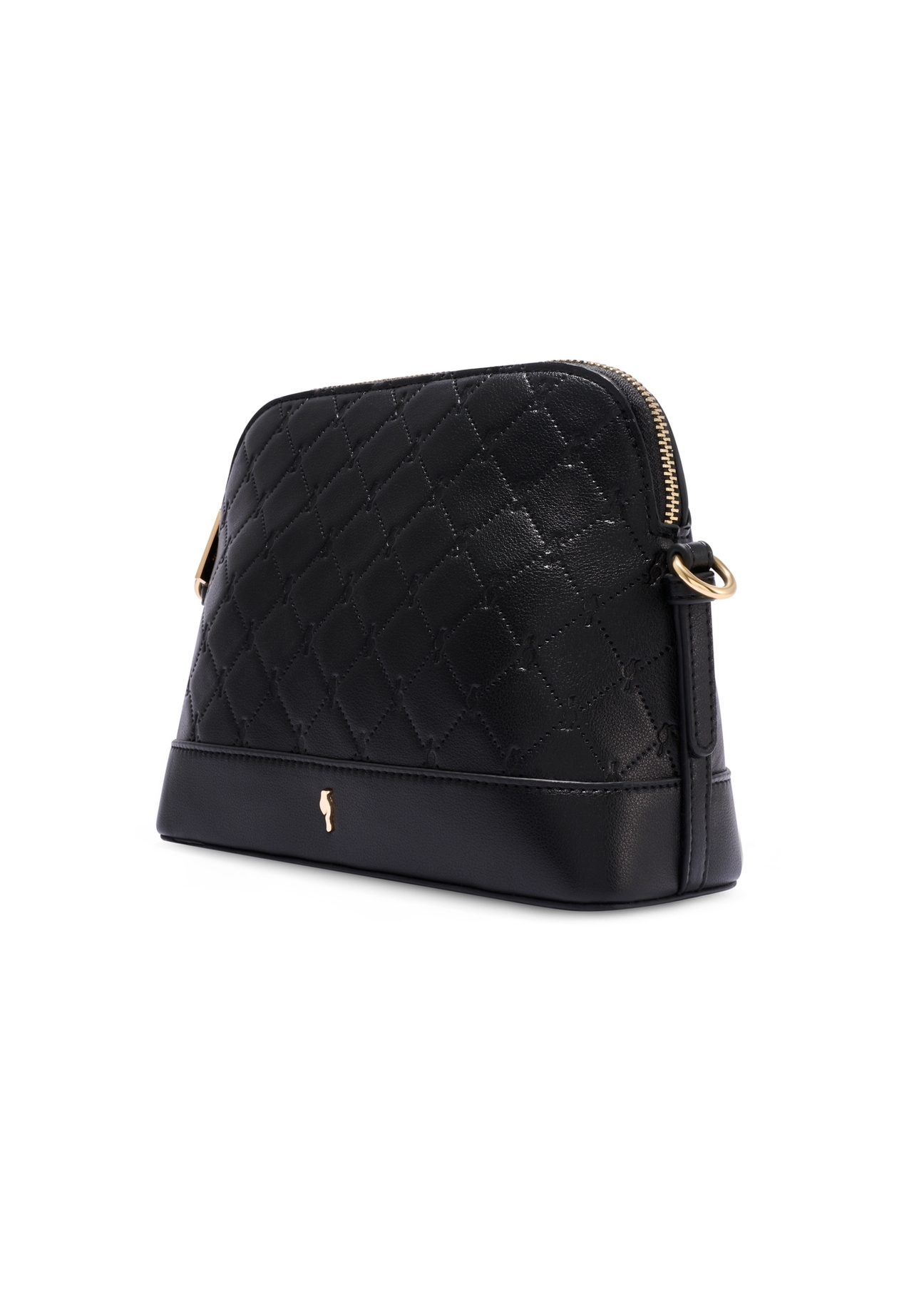 Black women's handbag with monogram TOREC-1180-9P(W26), diagonal product view on a white background.