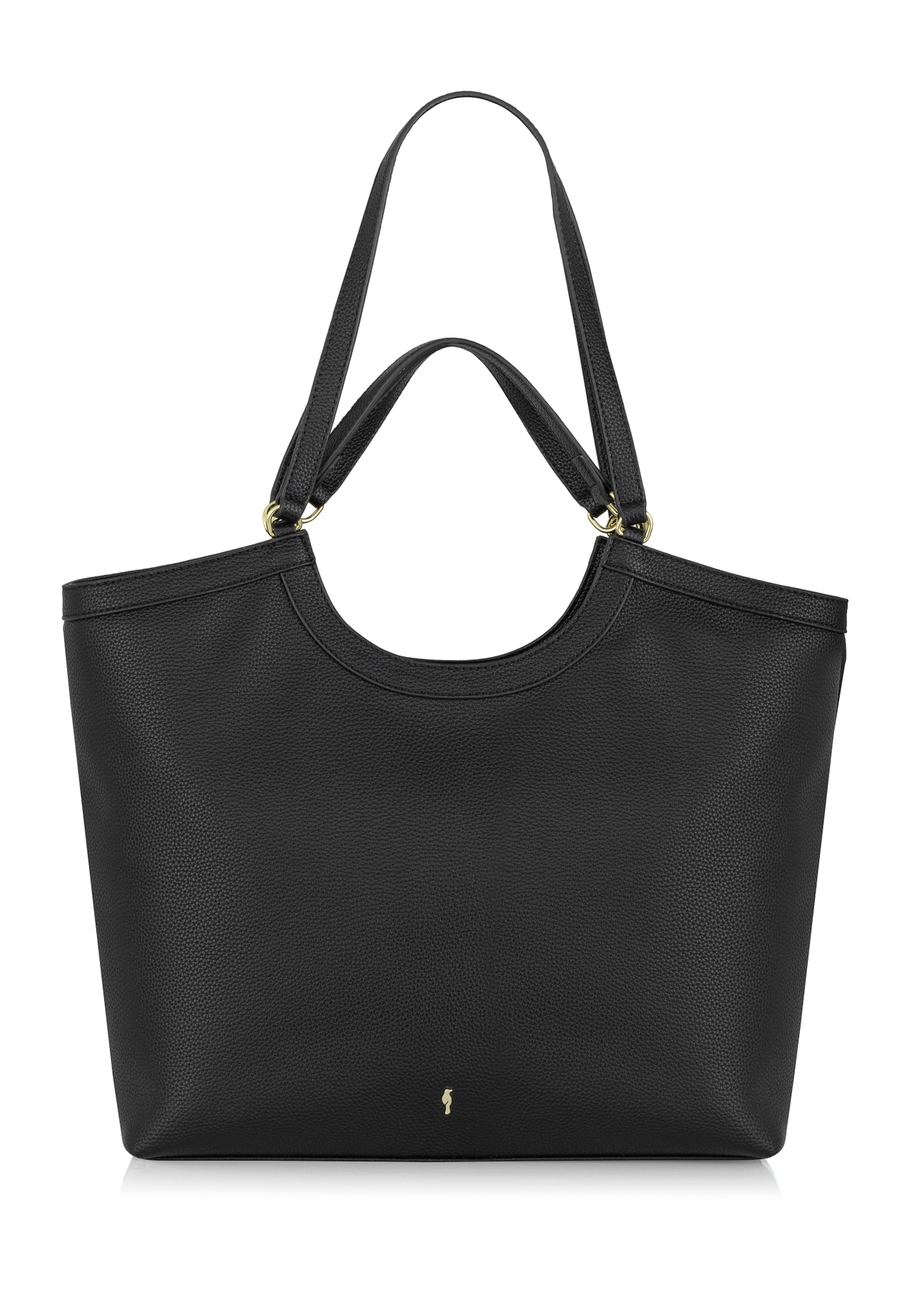 Black imitation leather shopper bag TOREC-0871-99(W24)-01