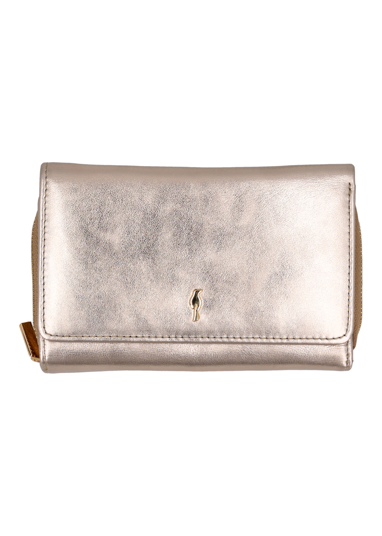 Gold leather women's wallet PORES-1027-2X(Z26), front view on a white background.
