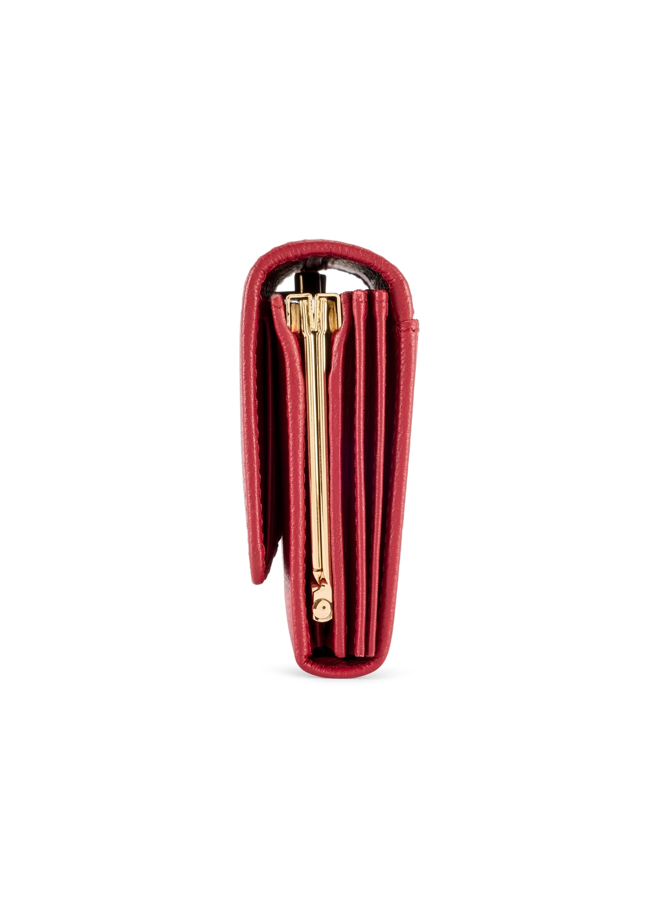 Red large leather women's wallet PORES-0991-4C(W26), product view from the side on a white background.