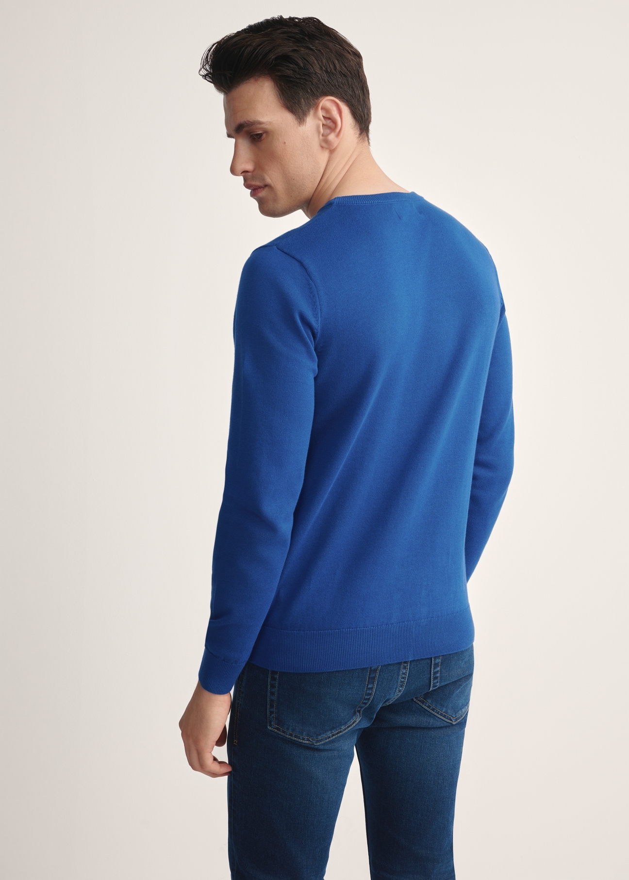 Navy blue cotton men's sweater SWEMT-0114A-17(Z25)