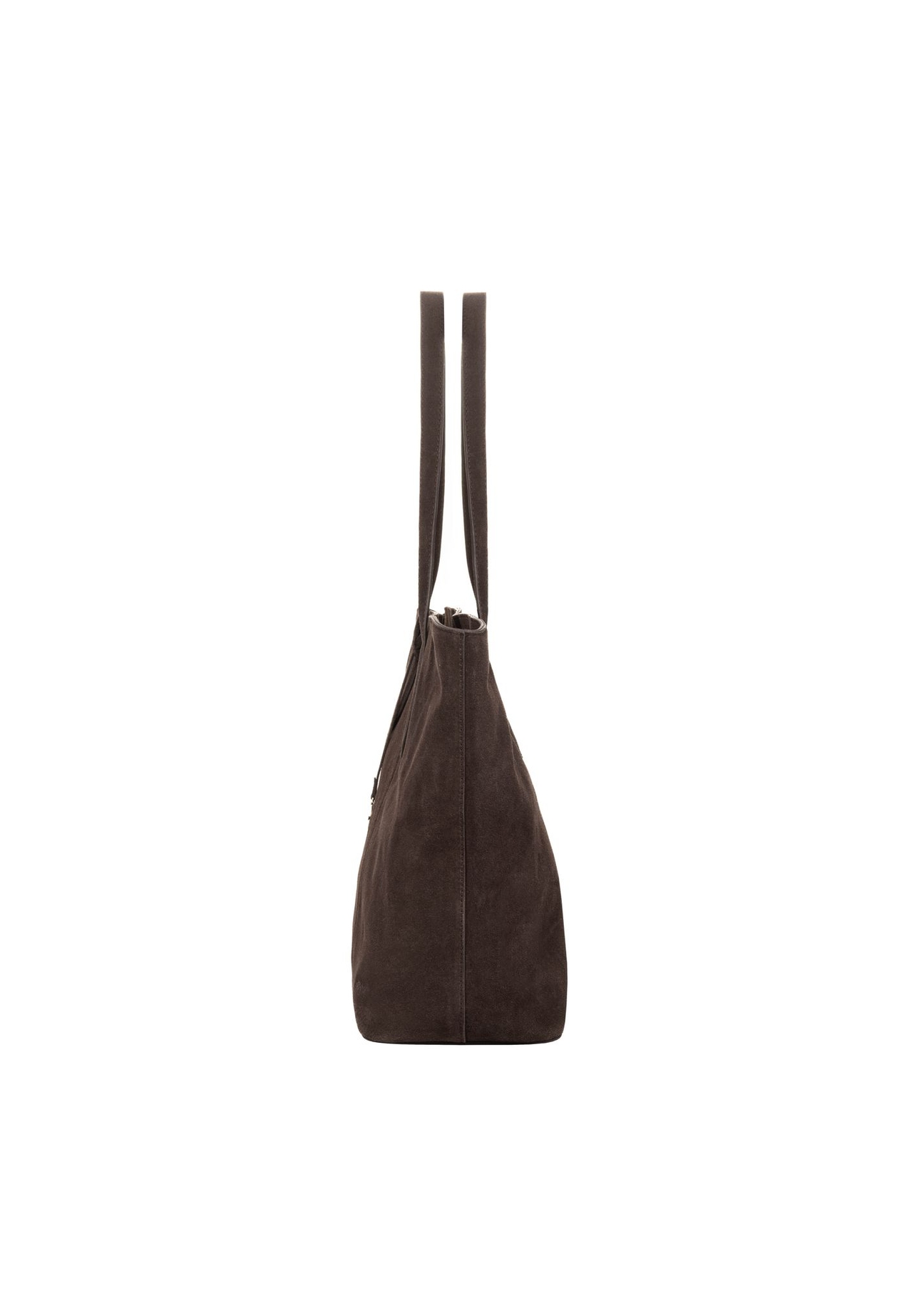 Brown women's shopper bag TORES-1407-1I(Z26) - side view of the product, on a white background.