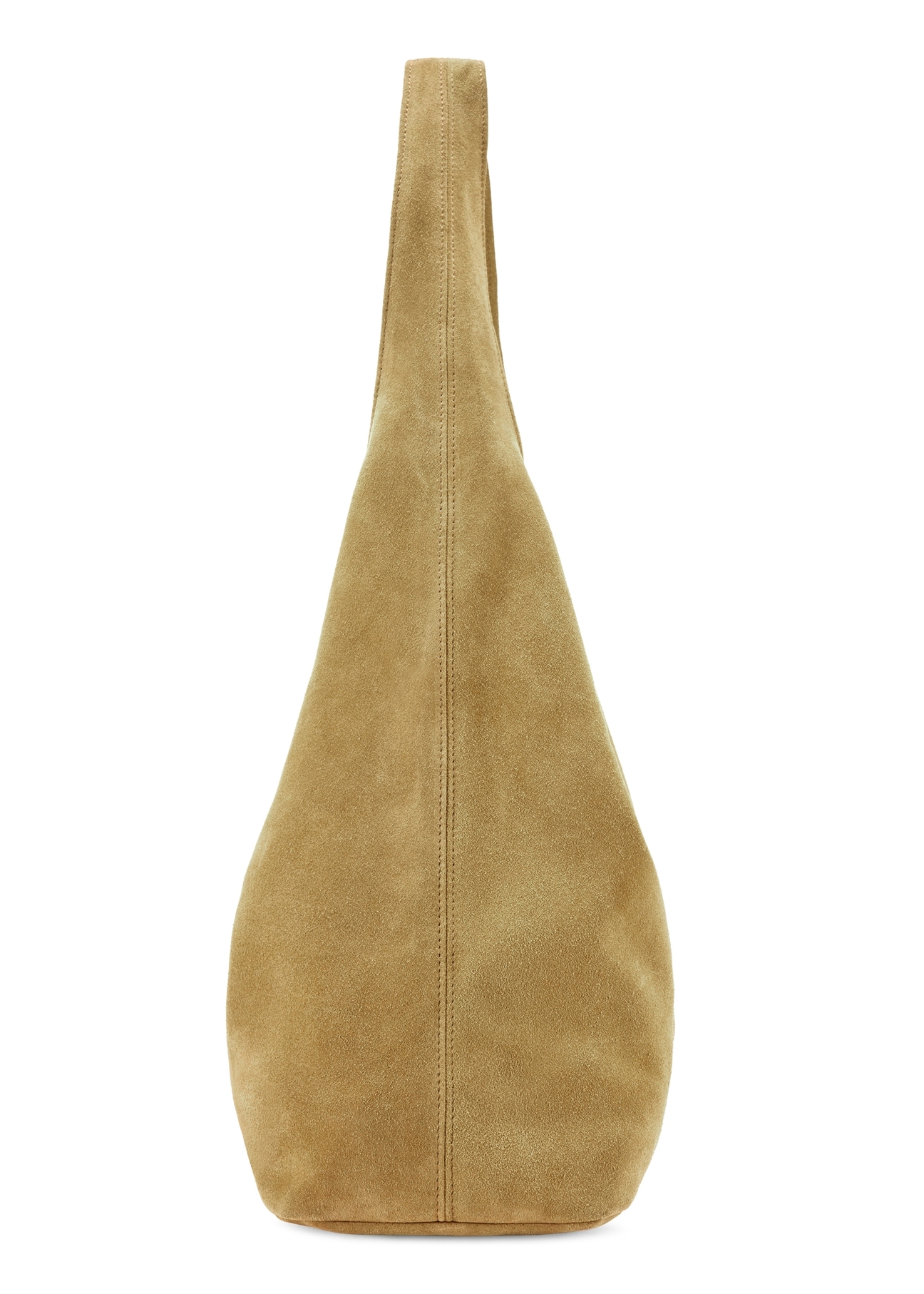 Yellow suede women's shopper bag TORES-1177-2C(W26), side product view on white background.