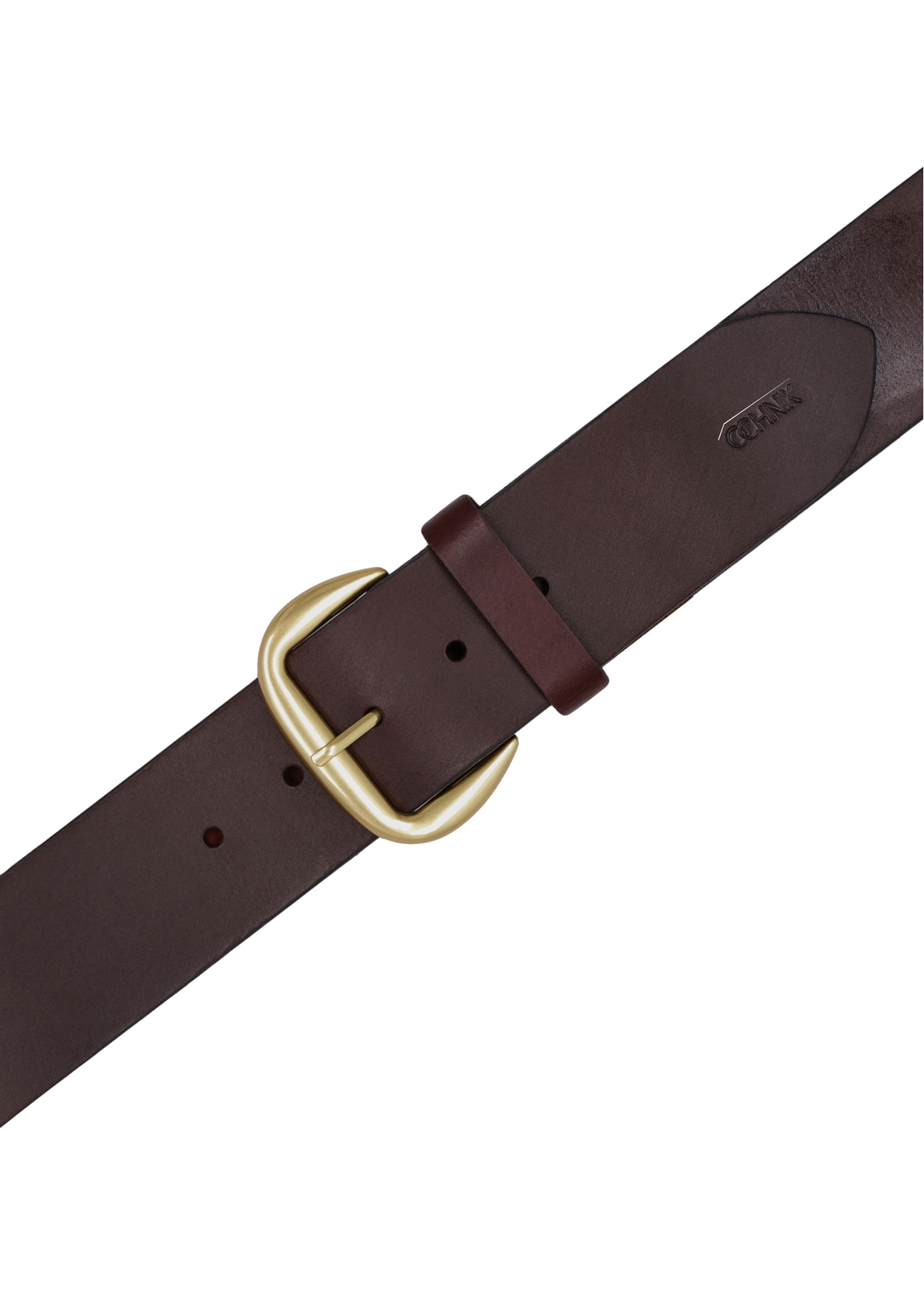 Wide brown leather women's belt PASDS-0349-1I(Z26), top view of the product on a white background.