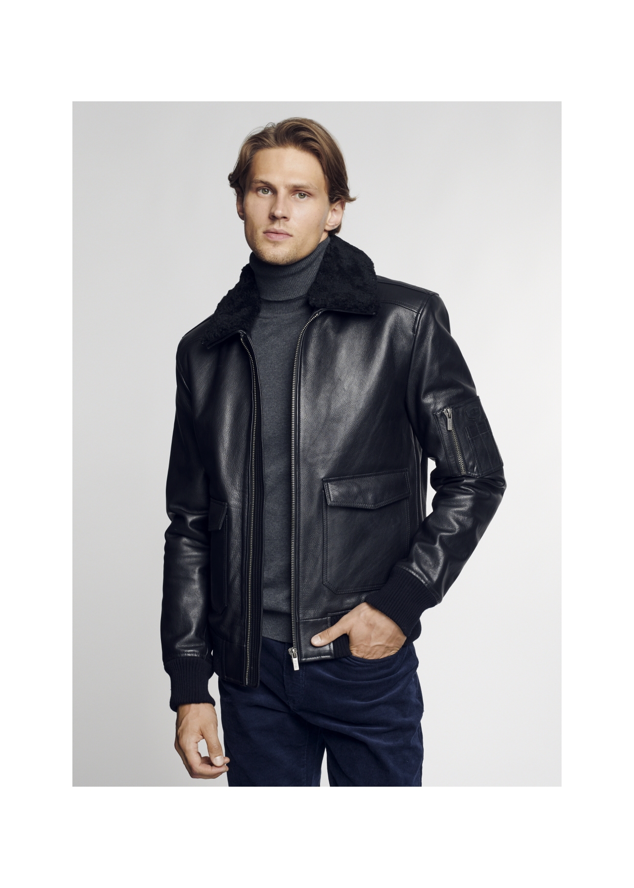 Krótka sportowa kurtka męska bomber jacket KURMS-0206-1148(Z21)-01