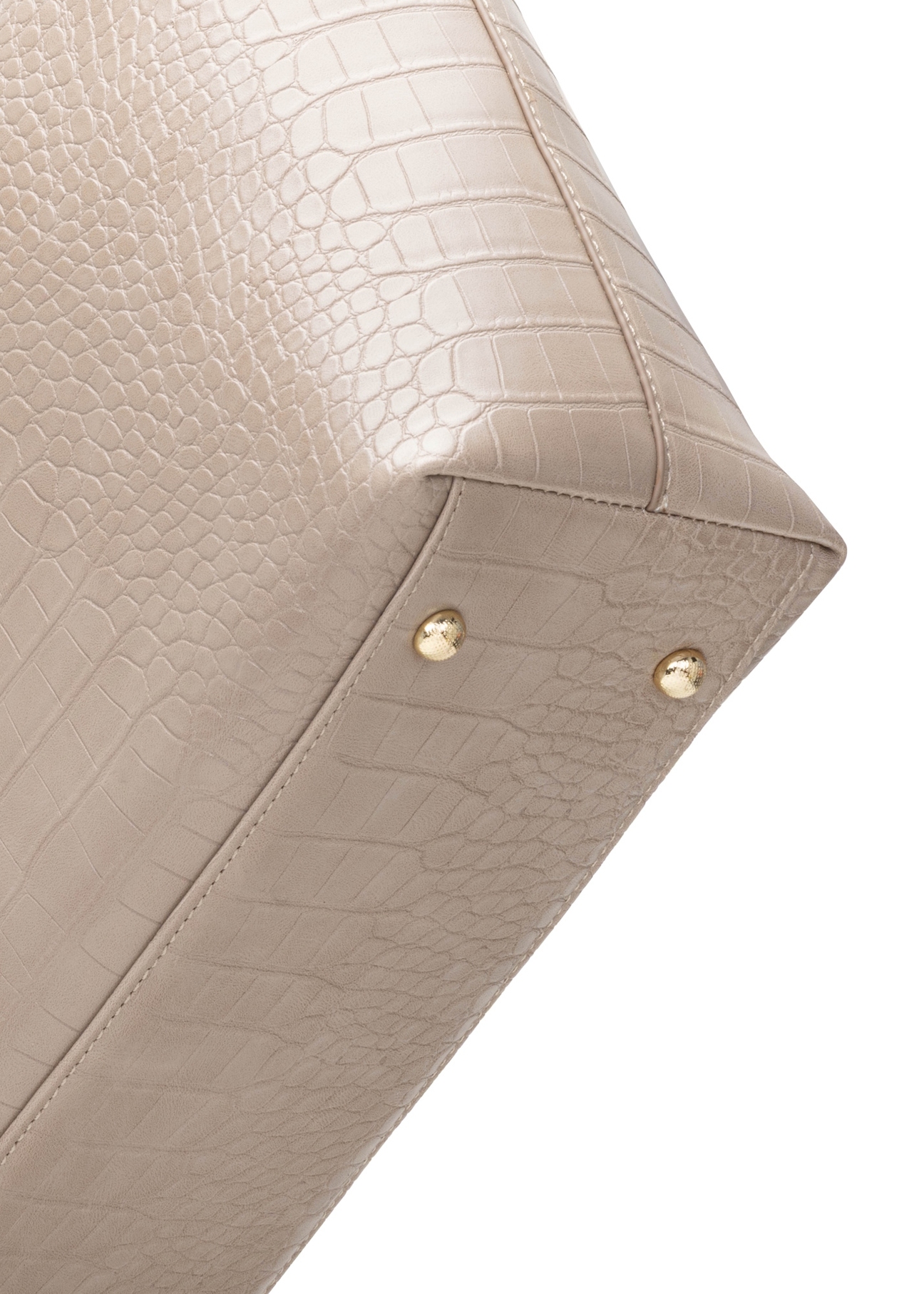 Beige women's shopper bag TOREC-1204-1D(W26), close-up of the product detail on a white background.