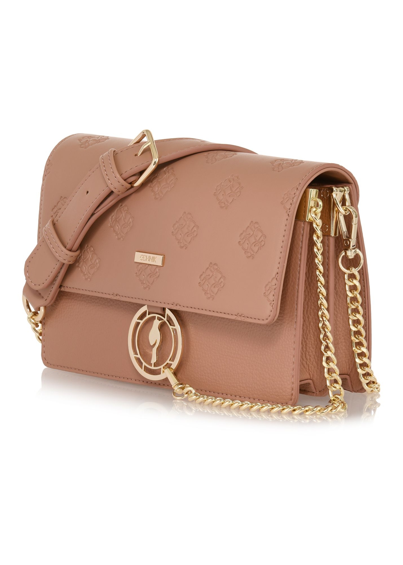 Pink women's handbag with monogram TOREC-0536A-31(Z24)-03